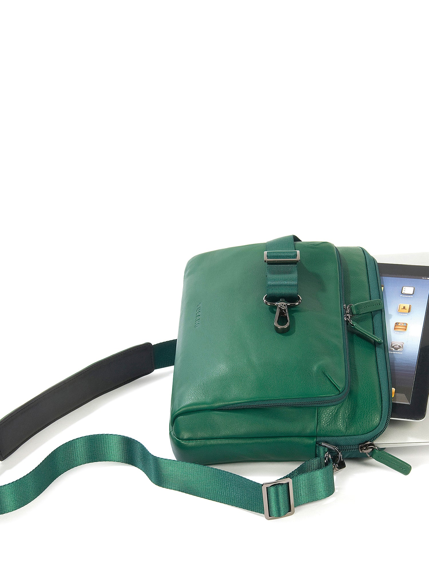 Borsa a tracolla unisex vera pelle Casual BFOP11-Verde Tucano