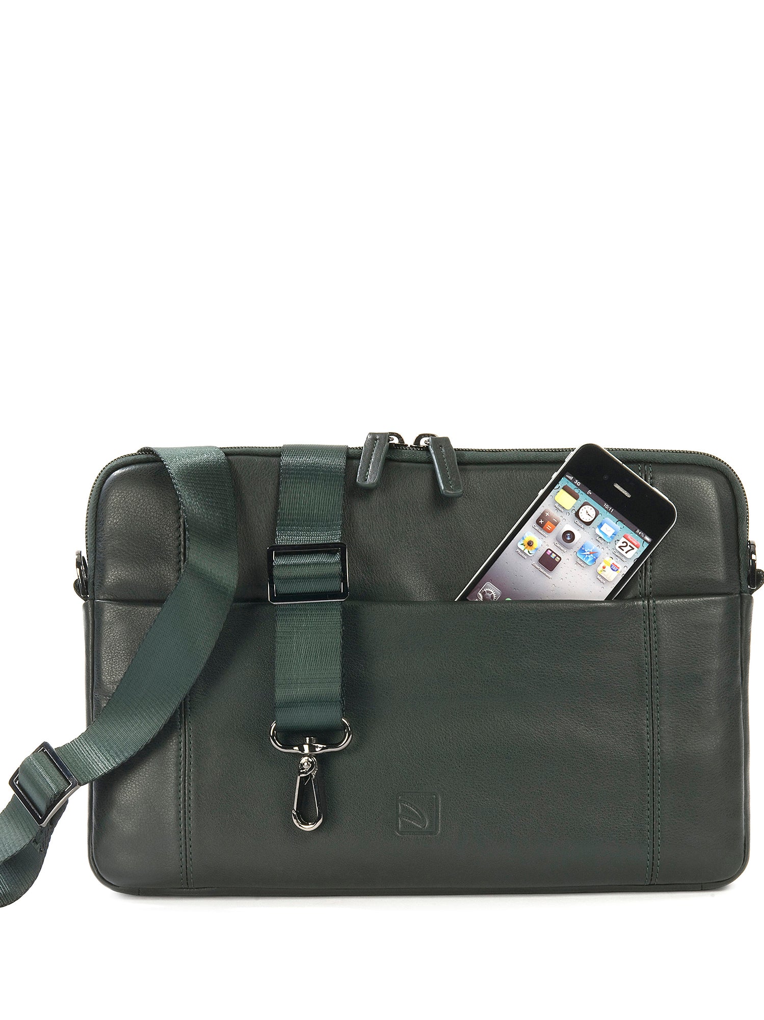 Borsa a tracolla unisex vera pelle Casual BFOP11-Verde Scuro Tucano