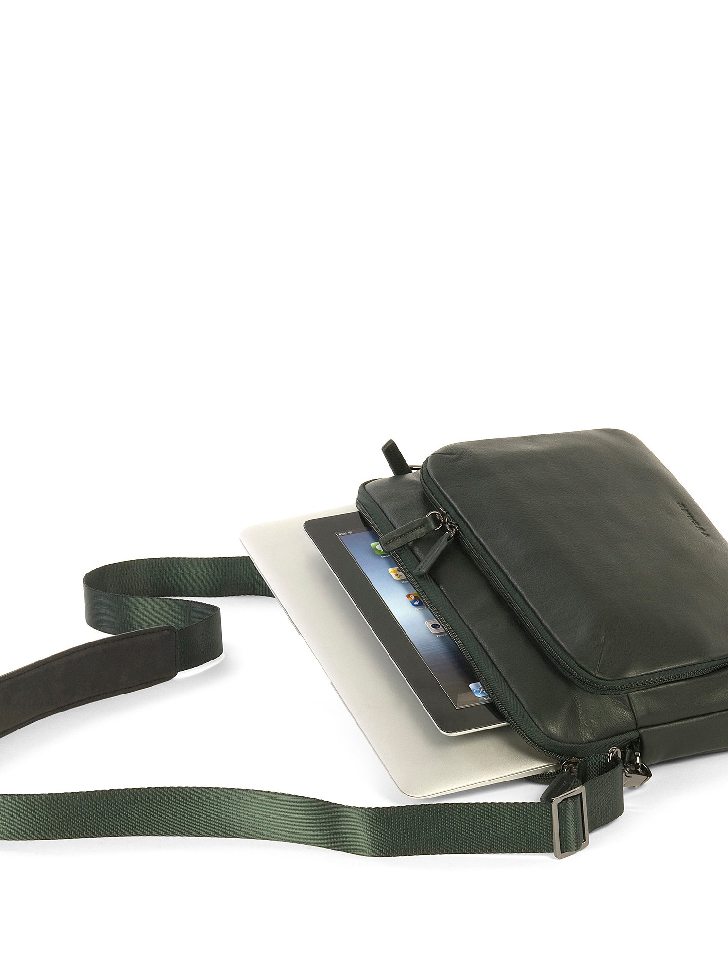 Borsa a tracolla unisex vera pelle Casual BFOP11-Verde Scuro Tucano