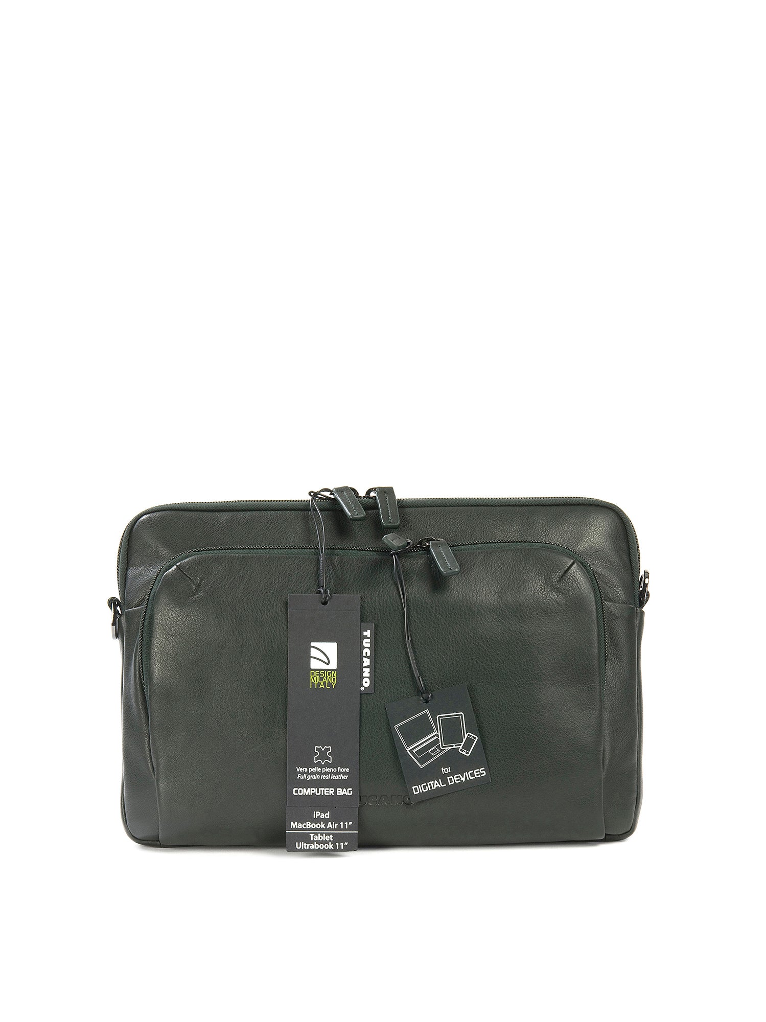 Borsa a tracolla unisex vera pelle Casual BFOP13-Verde scuro Tucano