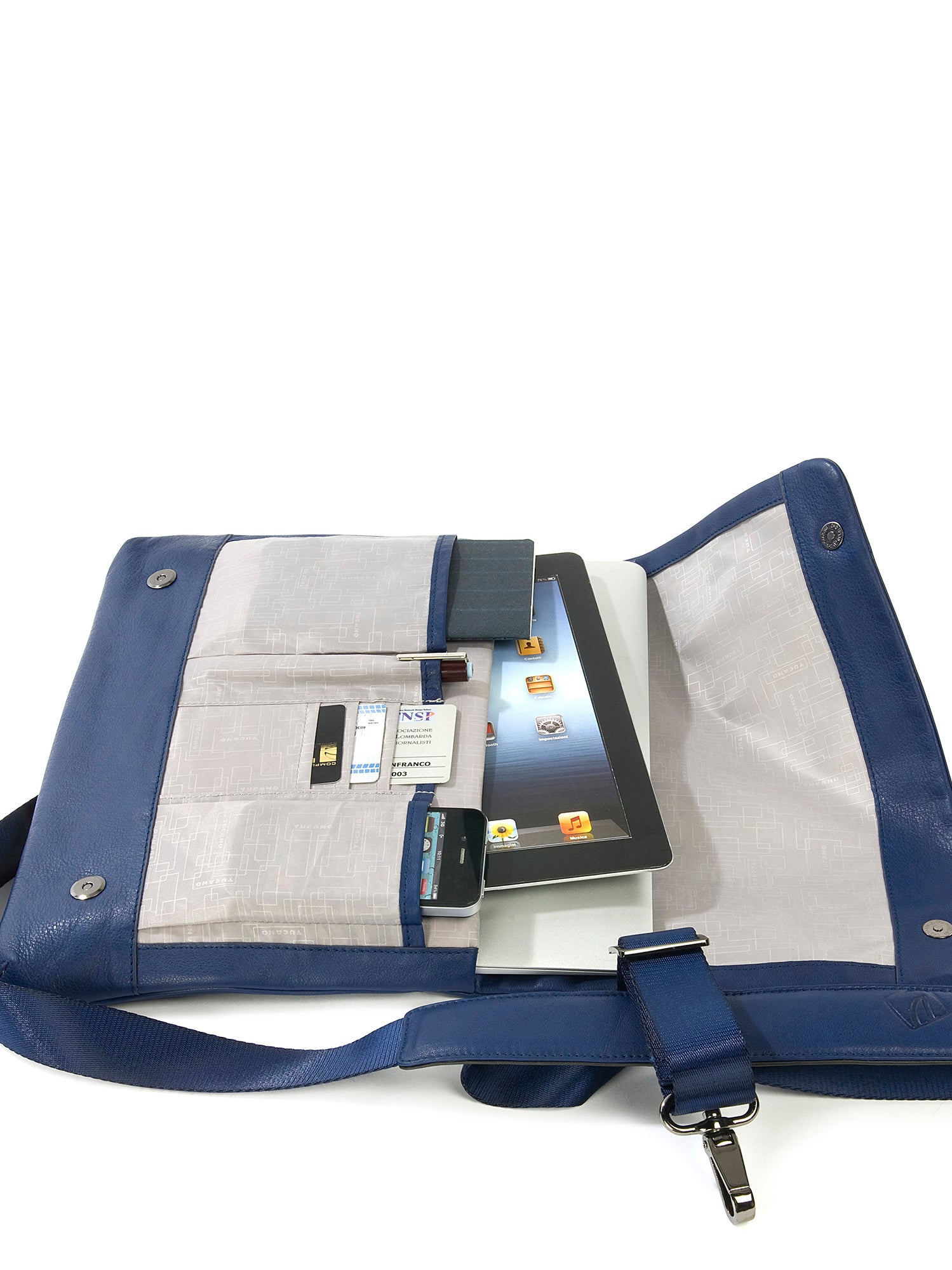 Borsa a tracolla unisex in vera pelle Casual BOCP11-Blu Tucano