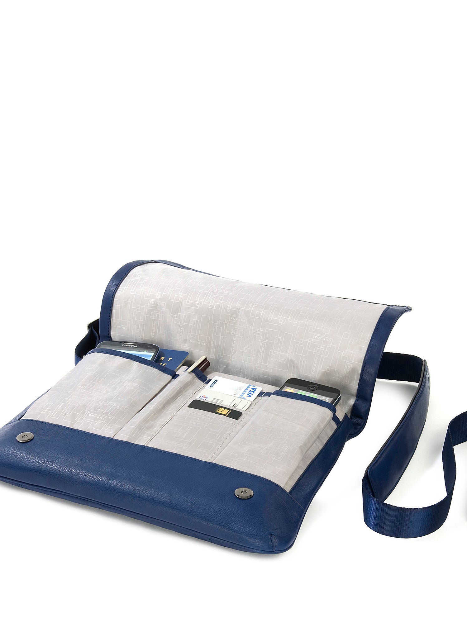 Borsa a tracolla unisex in vera pelle Casual BOCP11-Blu Tucano