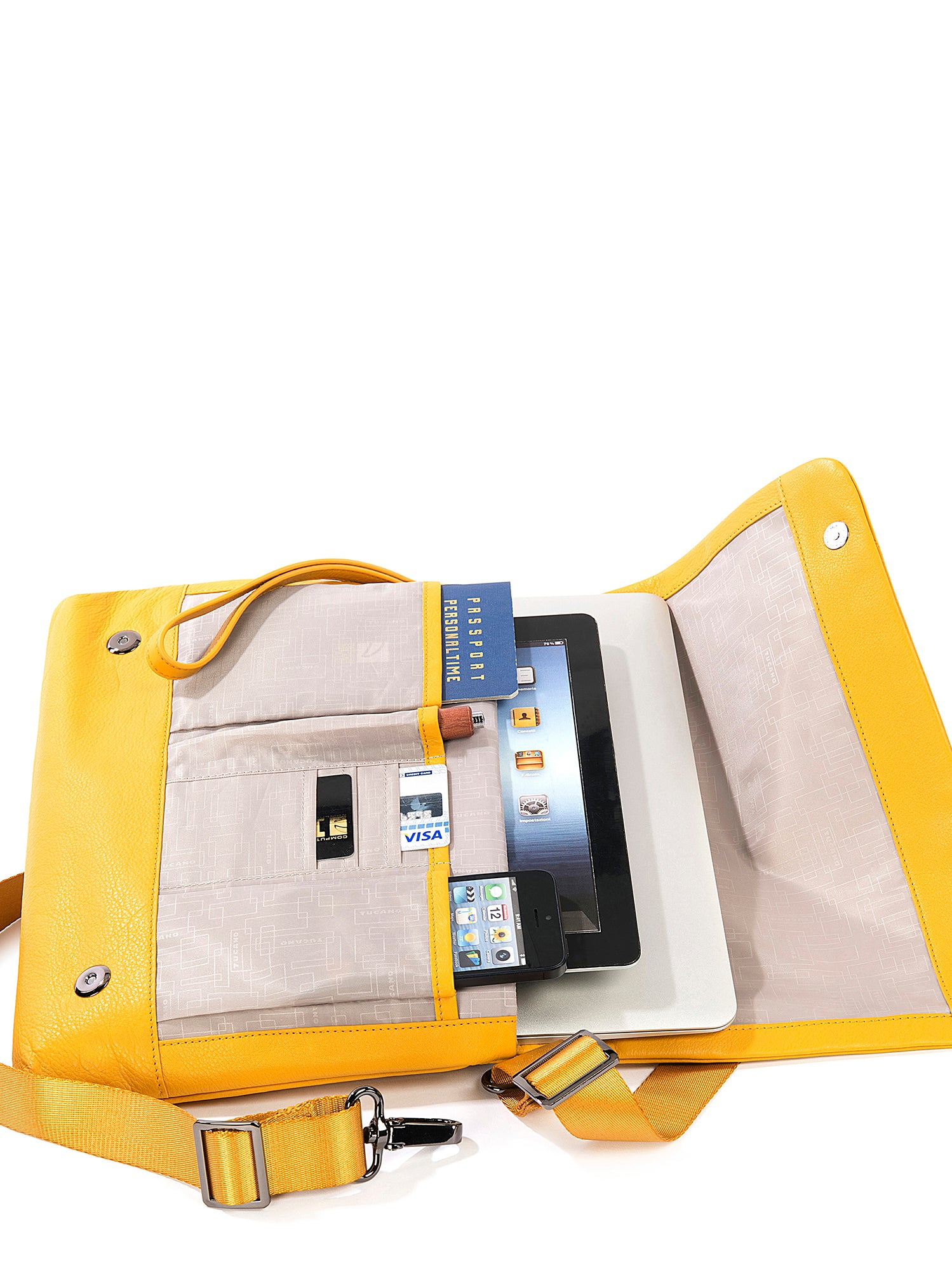 Borsa a tracolla unisex in vera pelle Casual BOCP11-Giallo Tucano