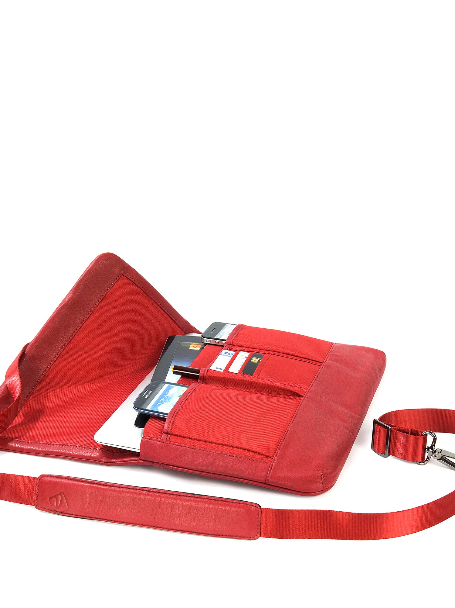 Borsa a tracolla unisex in vera pelle Casual BOCP11-Rosso Tucano