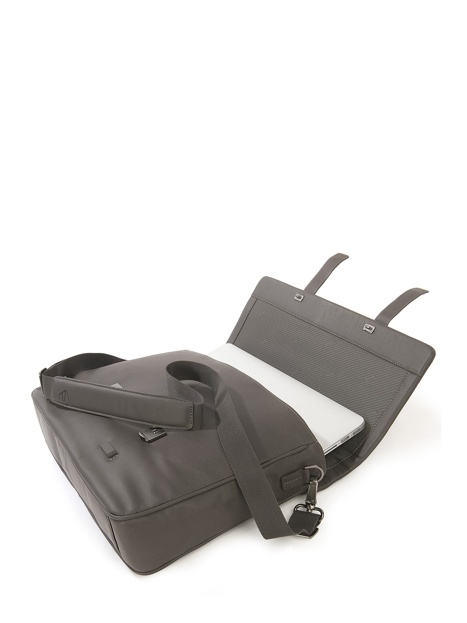 Borsa a mano unisex vera pelle Casual BTE15-Grigio ghiaccio Tucano