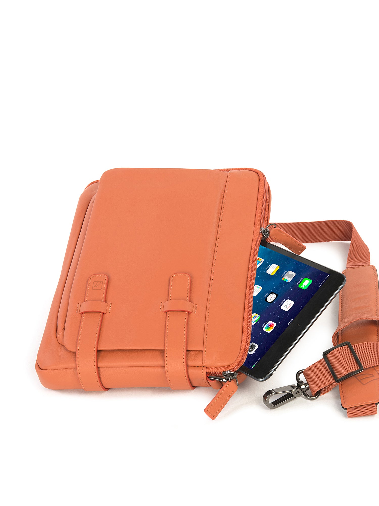 Borsa a tracolla unisex vera pelle Casual BTES-Arancione Tucano