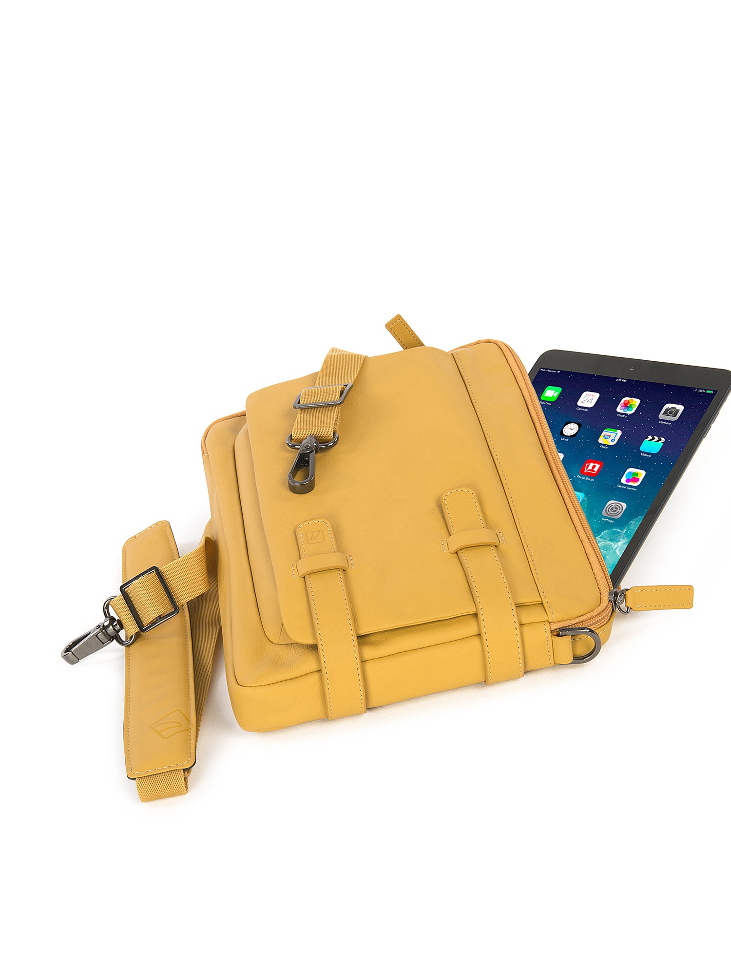 Borsa a tracolla unisex vera pelle Casual BTES-Giallo Tucano