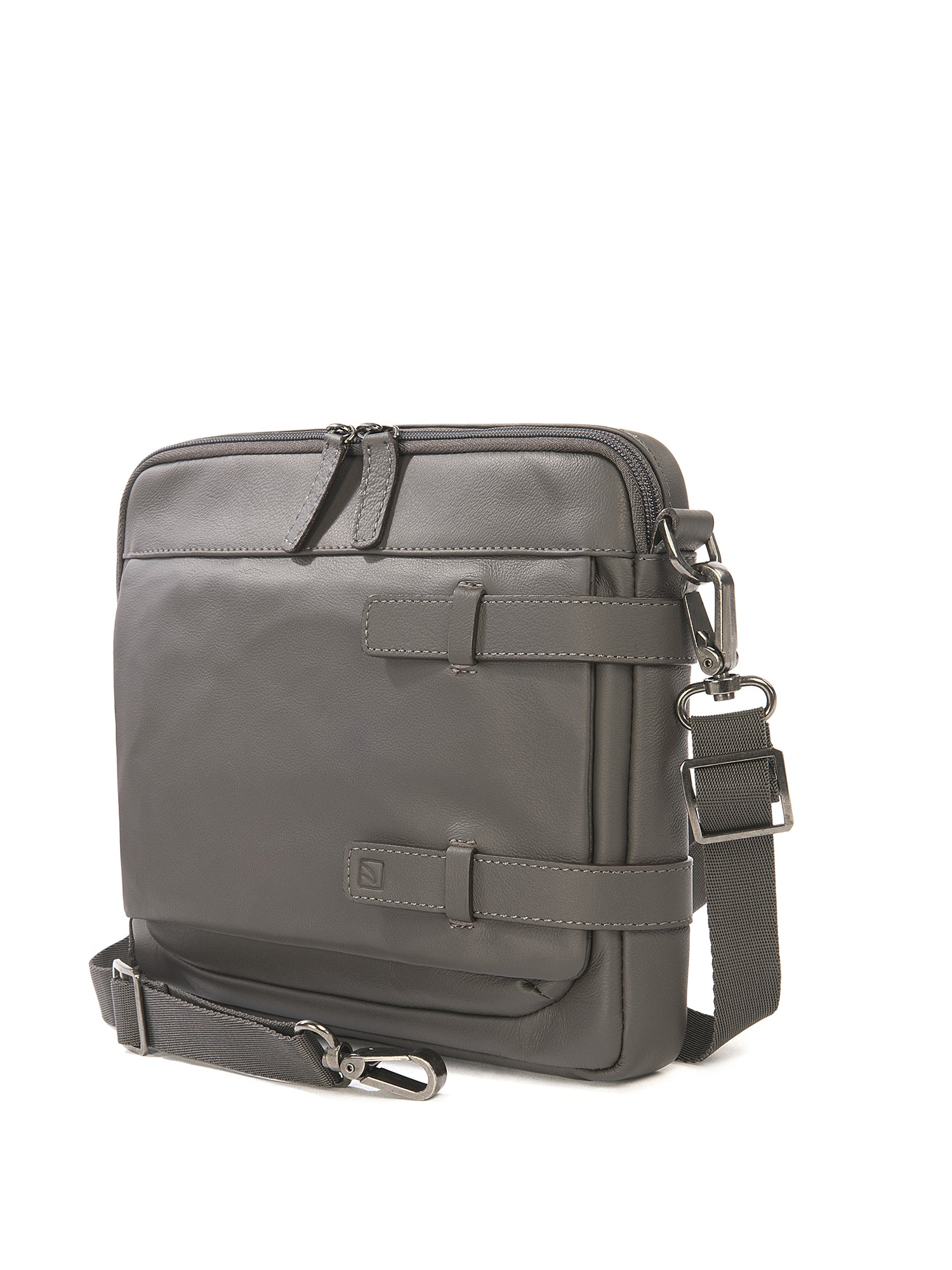 Borsa a tracolla unisex vera pelle Casual BTES-Grigio Tucano