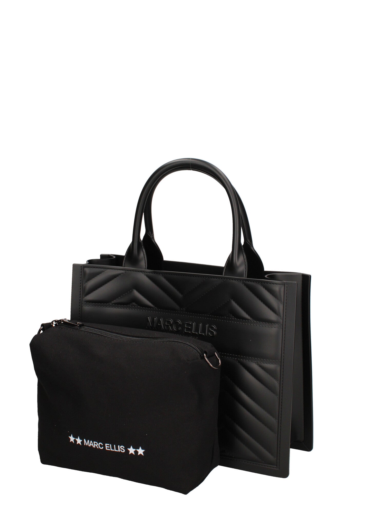 Borsa a mano da donna 100% gomma FLAT BUBY WAVE M -BLACK-CDF Marc Ellis
