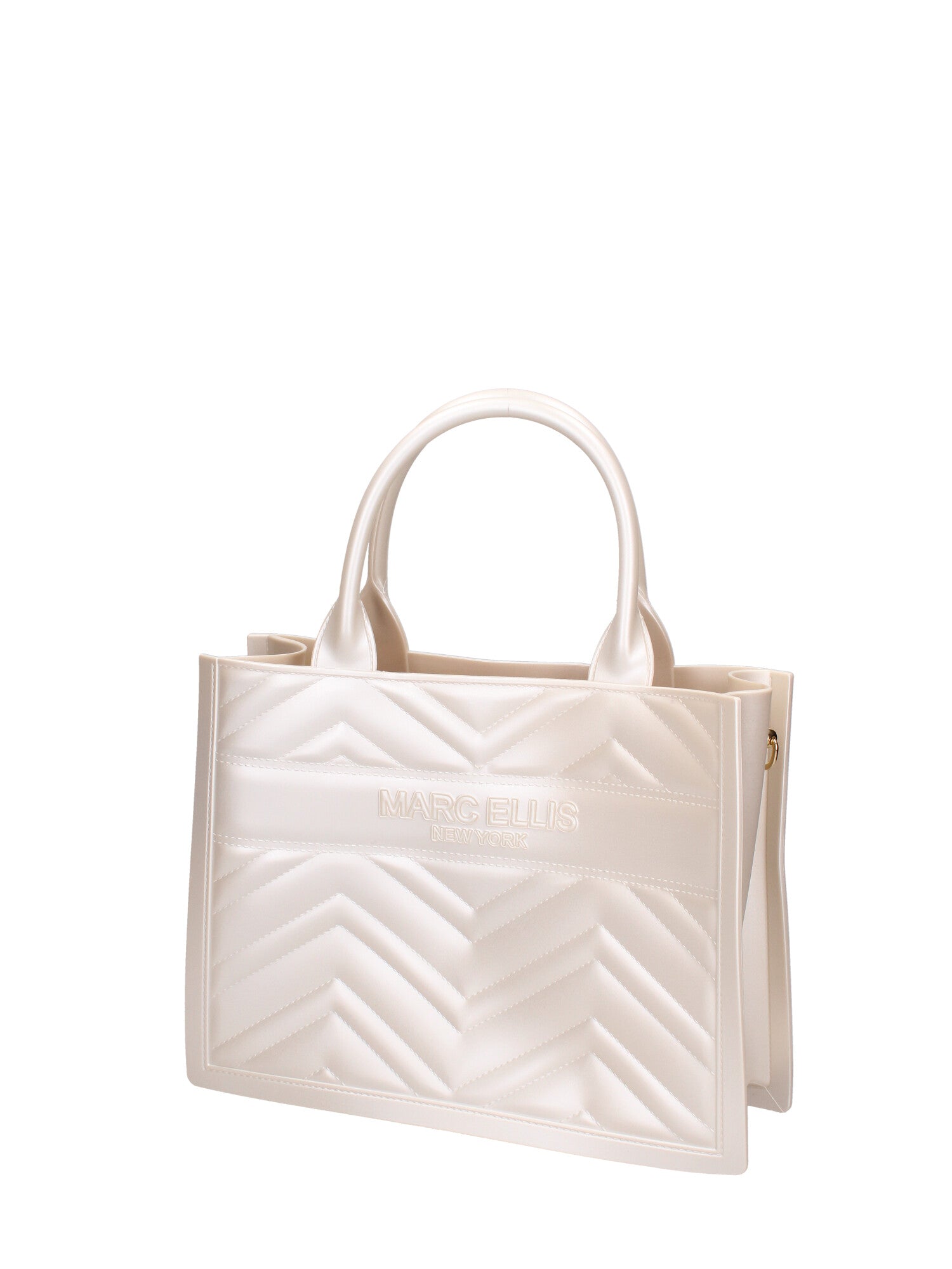 Borsa a mano da donna 100% gomma FLAT BUBY WAVE M -WHITECAP-LIGHT GOLD Marc Ellis