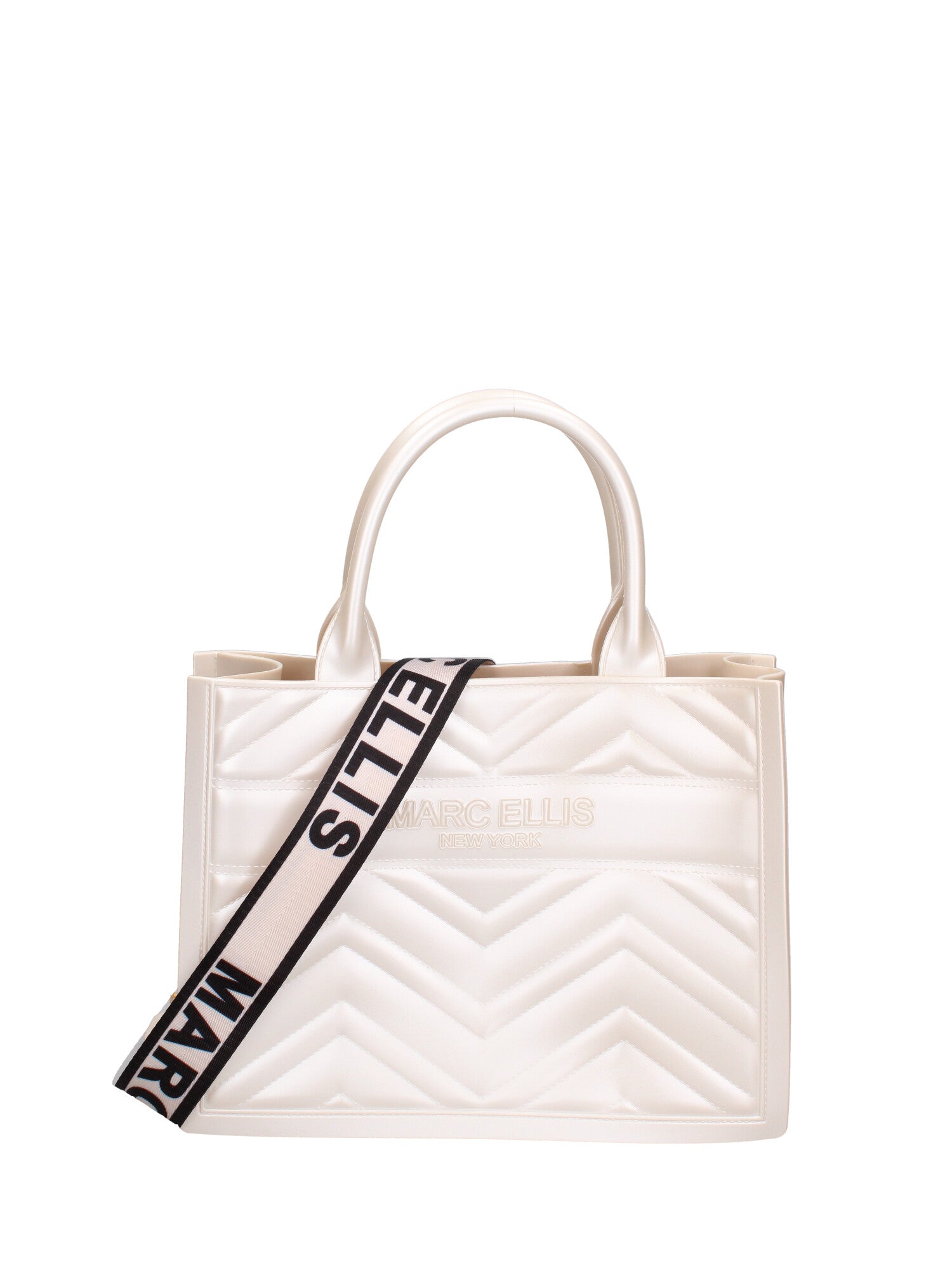 Borsa a mano da donna 100% gomma FLAT BUBY WAVE M -WHITECAP-LIGHT GOLD Marc Ellis