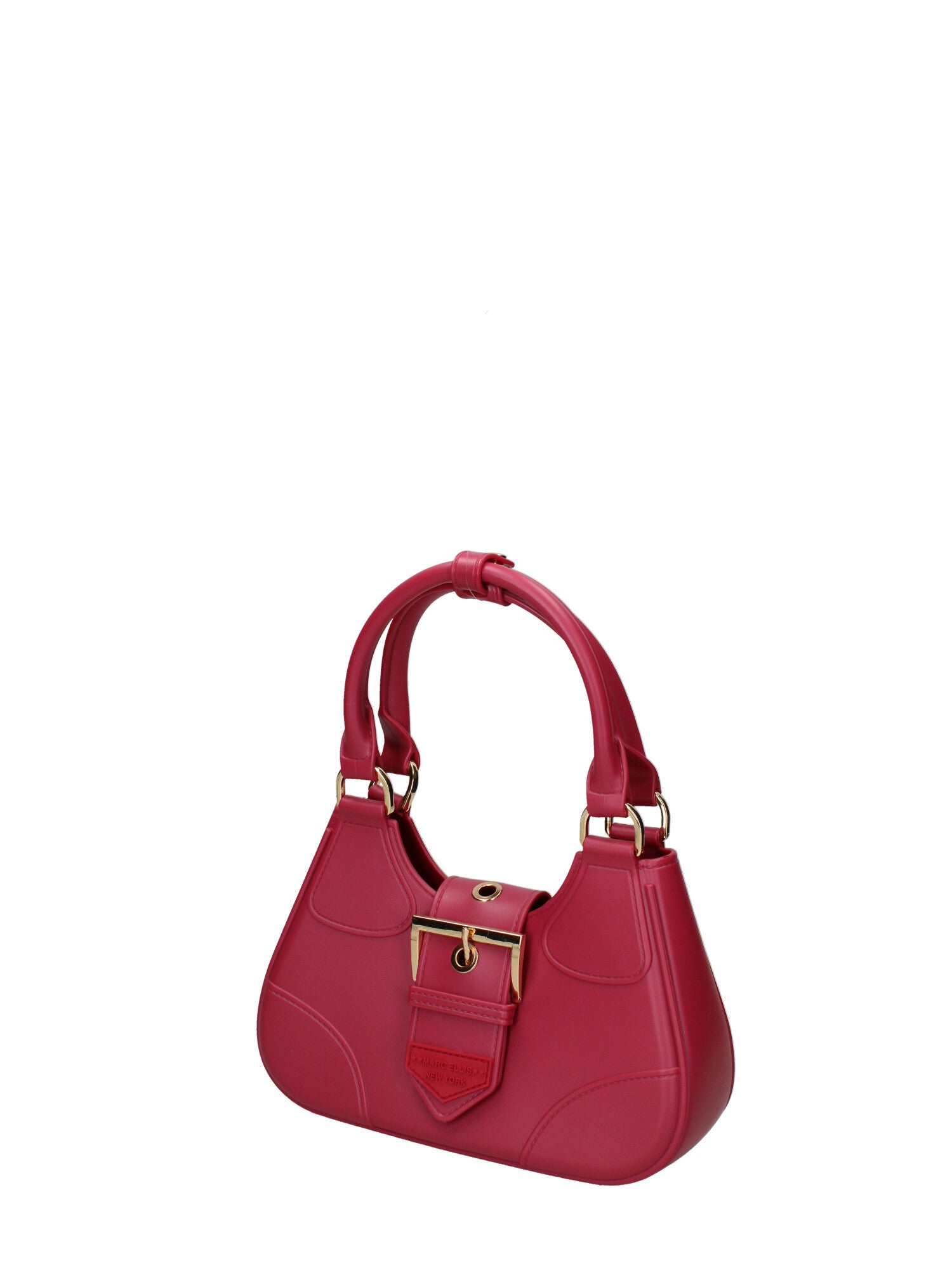 Borsa a mano da donna 100% gomma FLAT CIRCLE-CHERRY-GOLD Marc Ellis