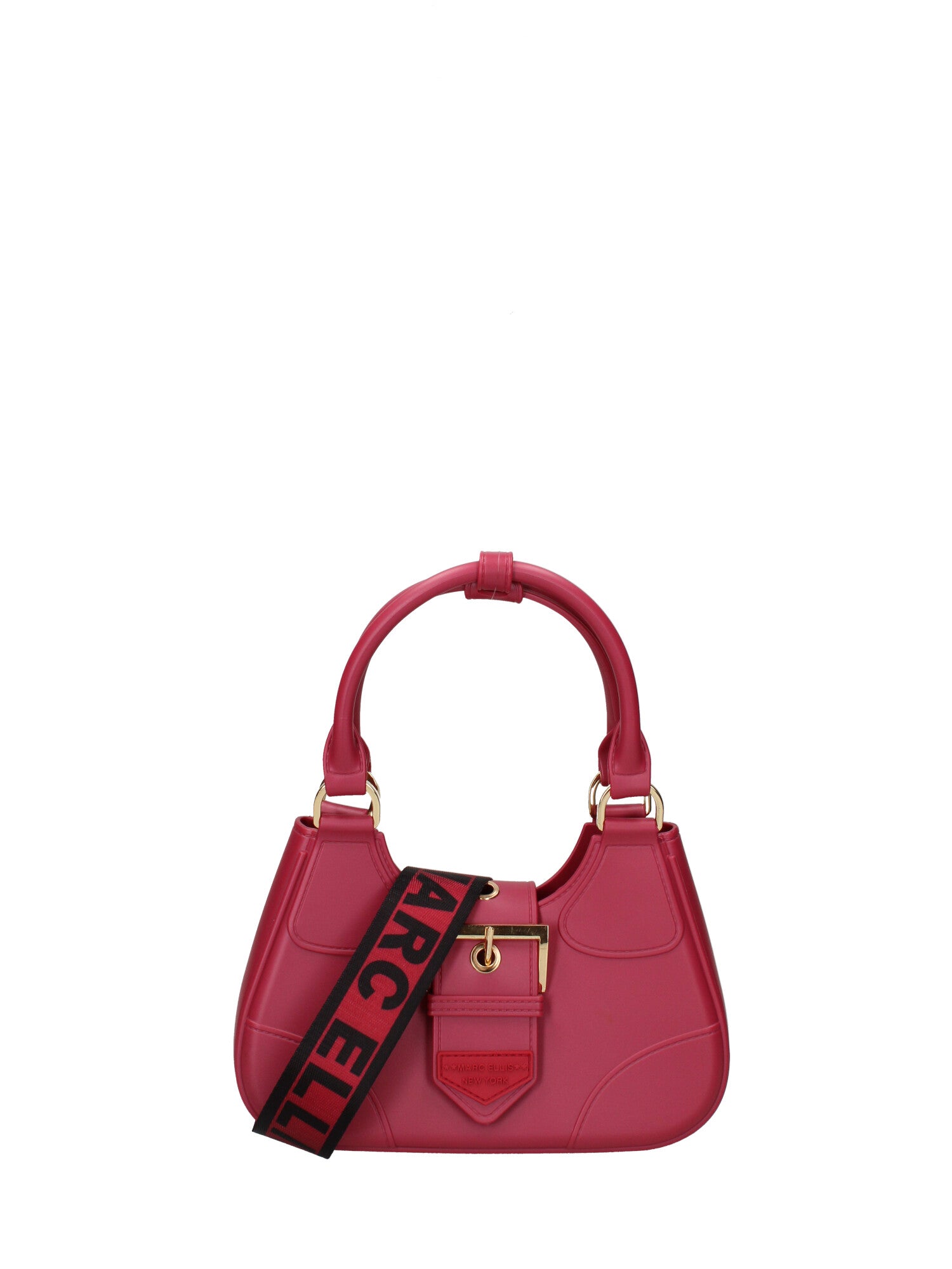Borsa a mano da donna 100% gomma FLAT CIRCLE-CHERRY-GOLD Marc Ellis