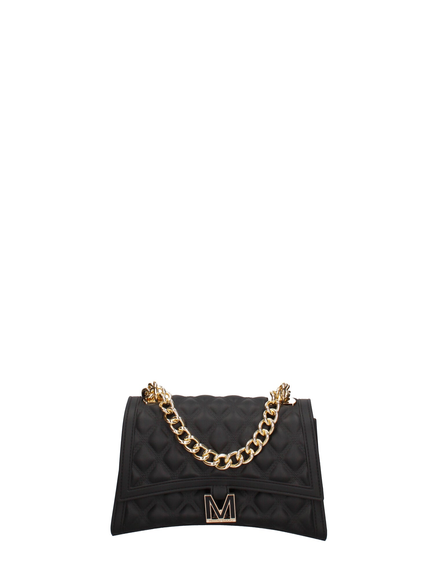 Borsa a mano da donna 100% gomma FLAT RHOMBUS M 24-BLACK-GOLD Marc Ellis