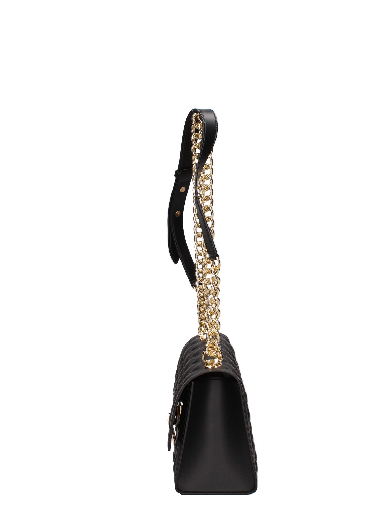 Borsa a mano da donna 100% gomma FLAT RHOMBUS M 24-BLACK-GOLD Marc Ellis