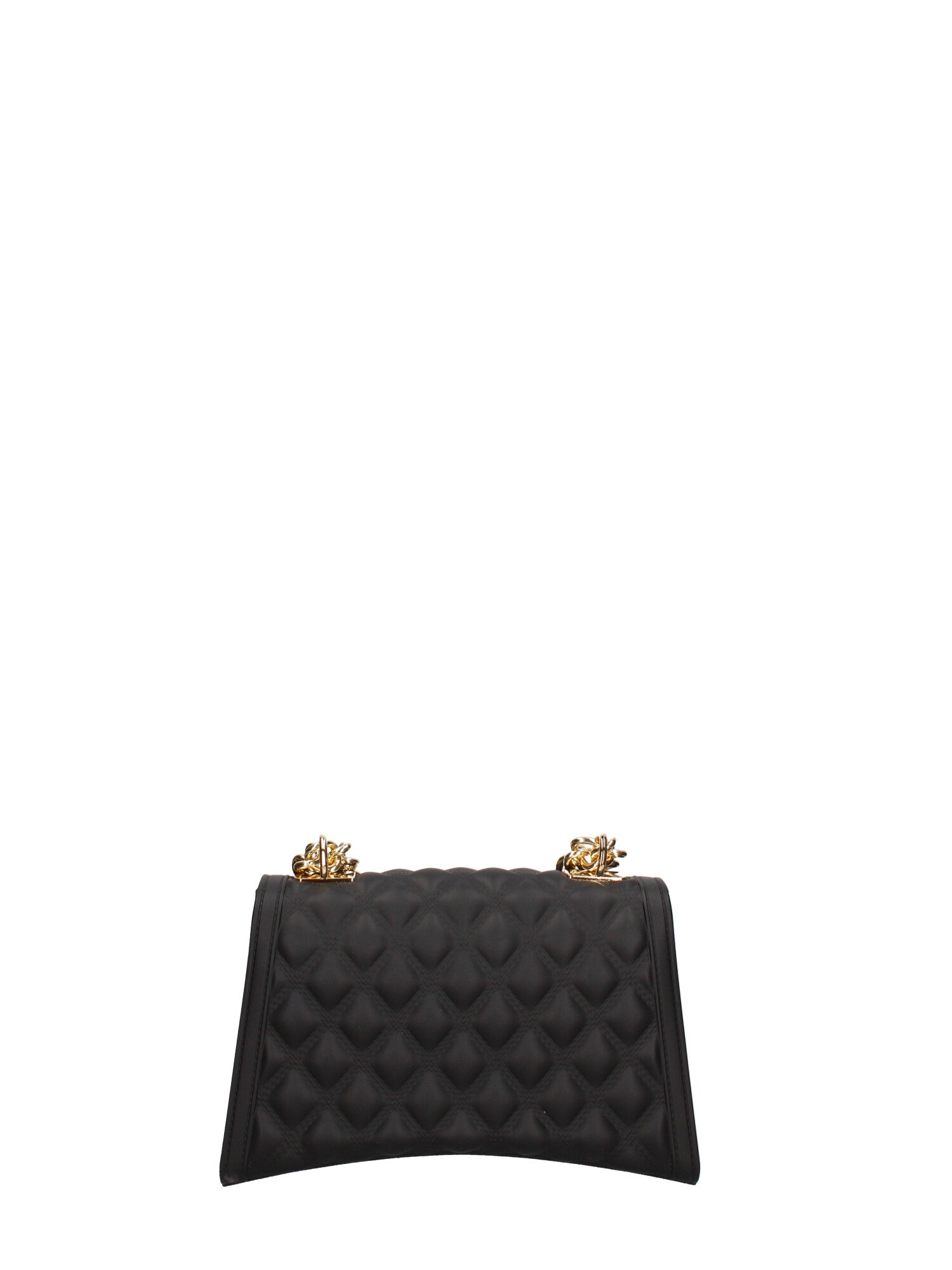Borsa a mano da donna 100% gomma FLAT RHOMBUS M 24-BLACK-GOLD Marc Ellis