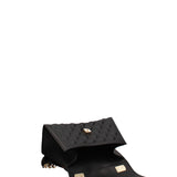 Borsa a mano da donna 100% gomma FLAT RHOMBUS M 24-BLACK-GOLD Marc Ellis