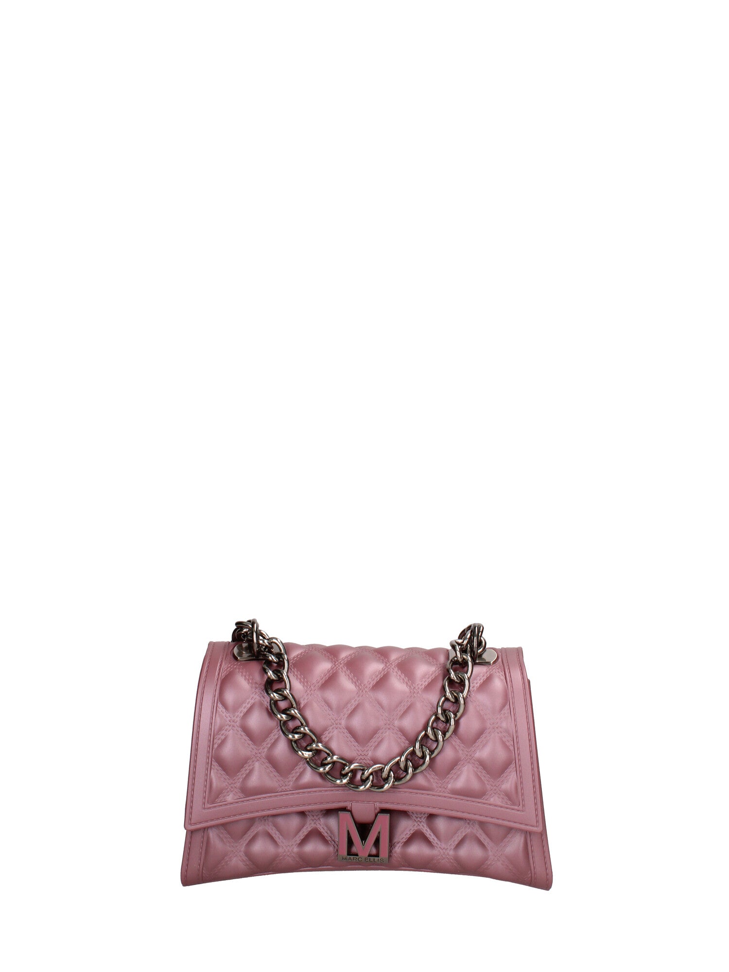 Borsa a mano da donna 100% gomma FLAT RHOMBUS M 24-DARK MAUVE-SATIN CDF Marc Ellis