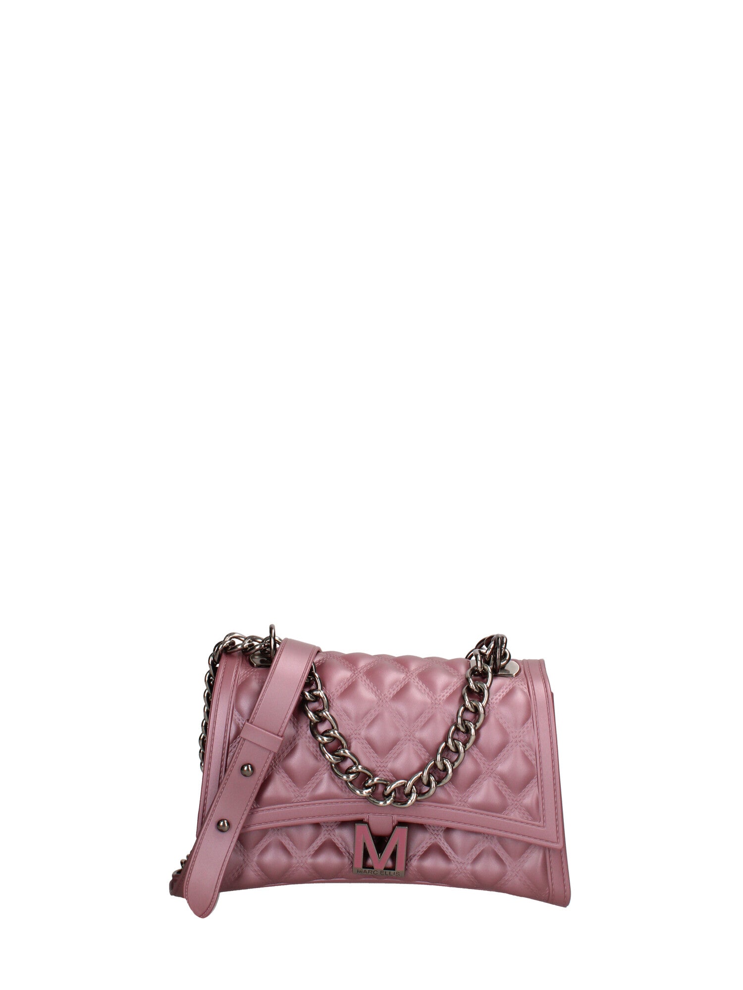 Borsa a mano da donna 100% gomma FLAT RHOMBUS M 24-DARK MAUVE-SATIN CDF Marc Ellis