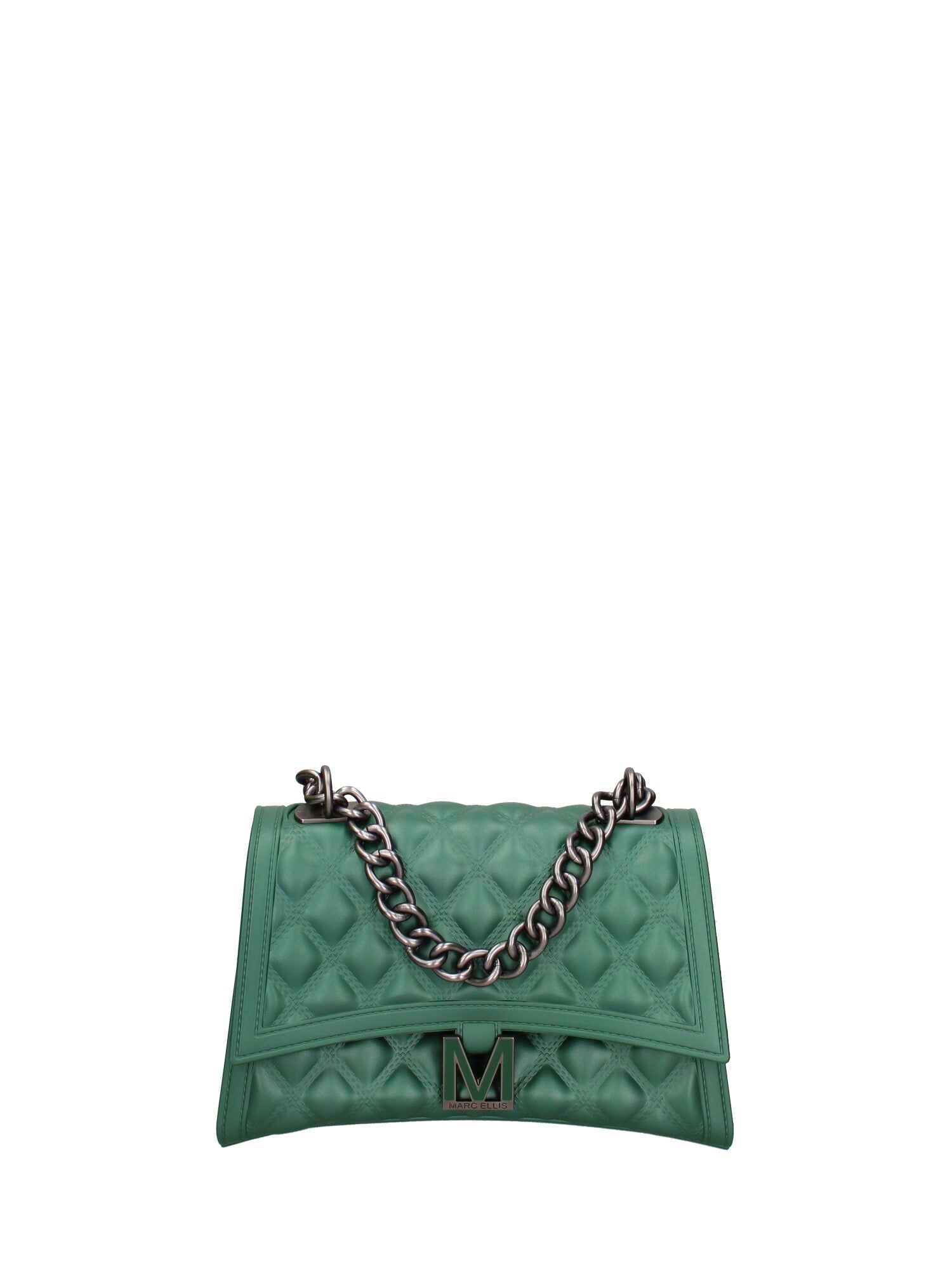Borsa a mano da donna 100% gomma FLAT RHOMBUS M 24-FOREST GREEN-SATIN CDF Marc Ellis