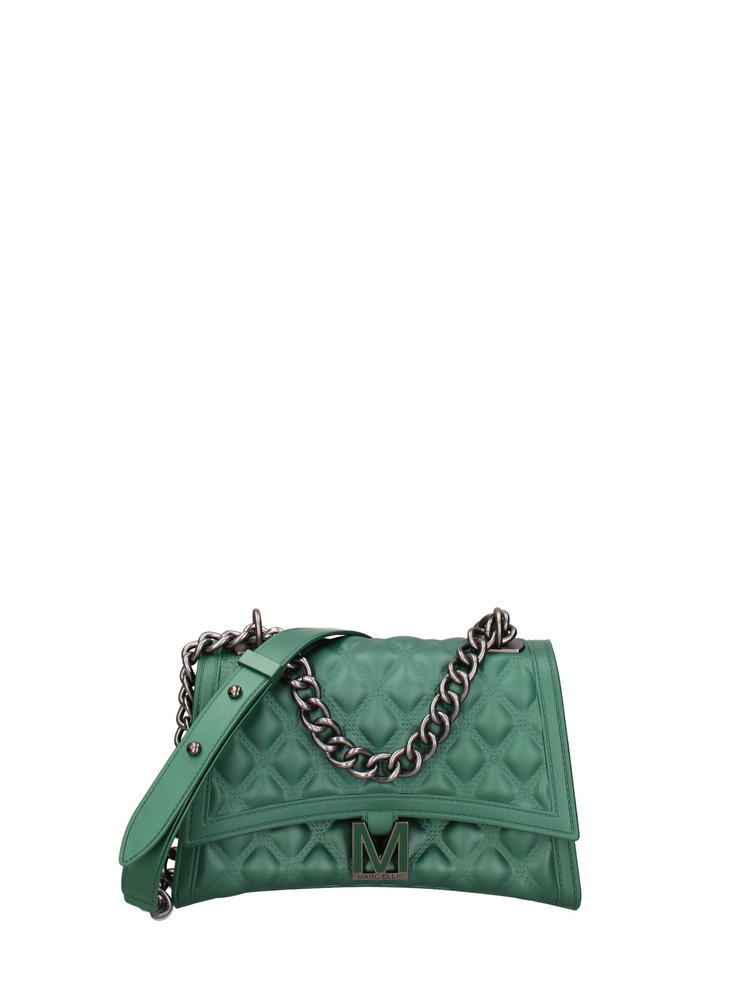 Borsa a mano da donna 100% gomma FLAT RHOMBUS M 24-FOREST GREEN-SATIN CDF Marc Ellis
