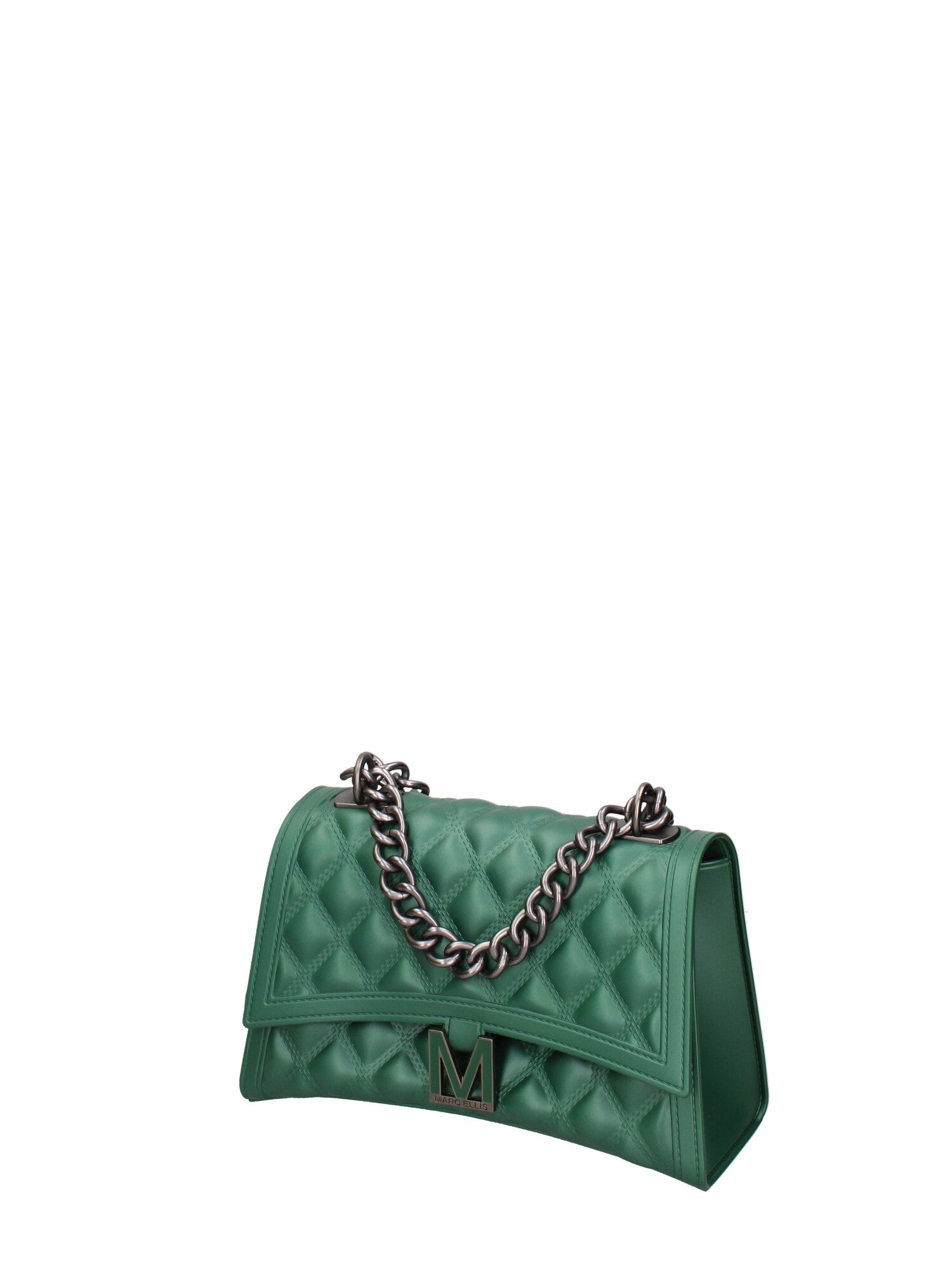 Borsa a mano da donna 100% gomma FLAT RHOMBUS M 24-FOREST GREEN-SATIN CDF Marc Ellis