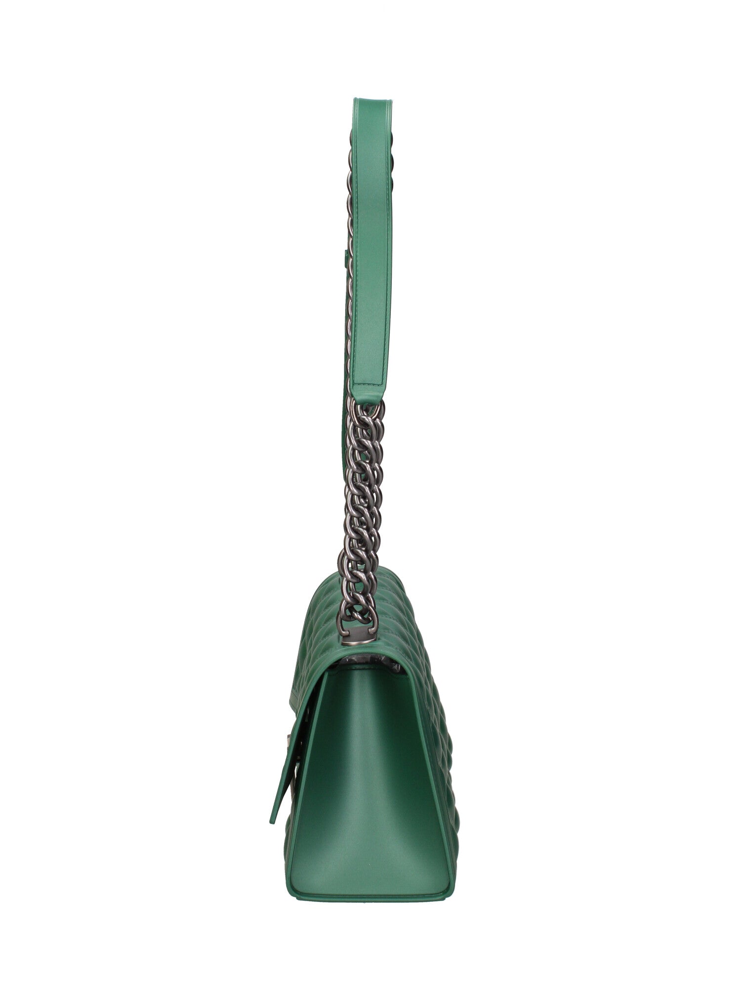 Borsa a mano da donna 100% gomma FLAT RHOMBUS M 24-FOREST GREEN-SATIN CDF Marc Ellis