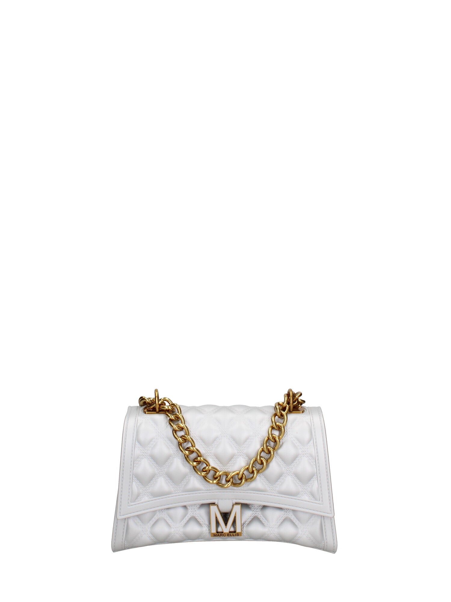 Borsa a mano da donna 100% gomma FLAT RHOMBUS M 24-GLACIER GRAY-LIGHT OTTONE Marc Ellis