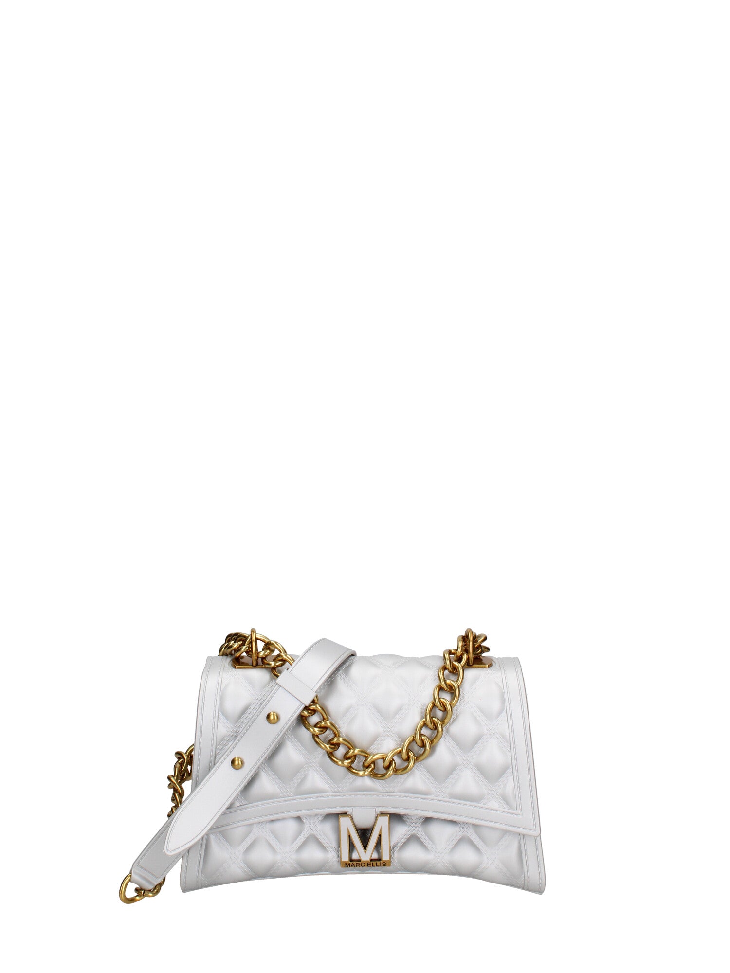 Borsa a mano da donna 100% gomma FLAT RHOMBUS M 24-GLACIER GRAY-LIGHT OTTONE Marc Ellis