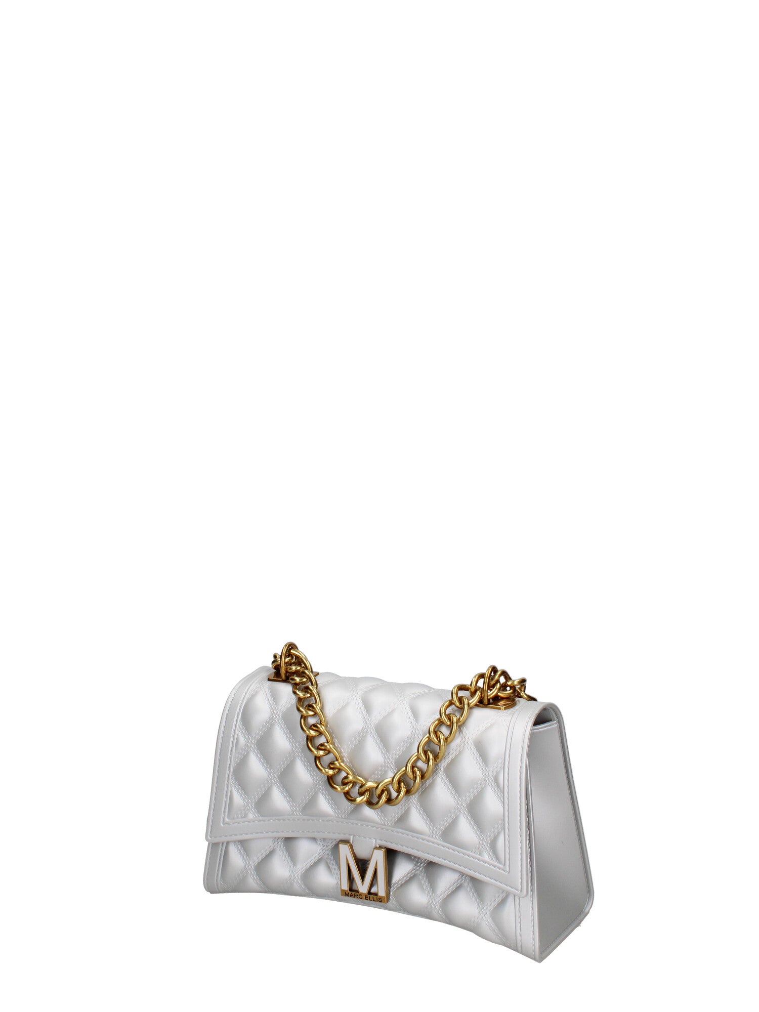 Borsa a mano da donna 100% gomma FLAT RHOMBUS M 24-GLACIER GRAY-LIGHT OTTONE Marc Ellis
