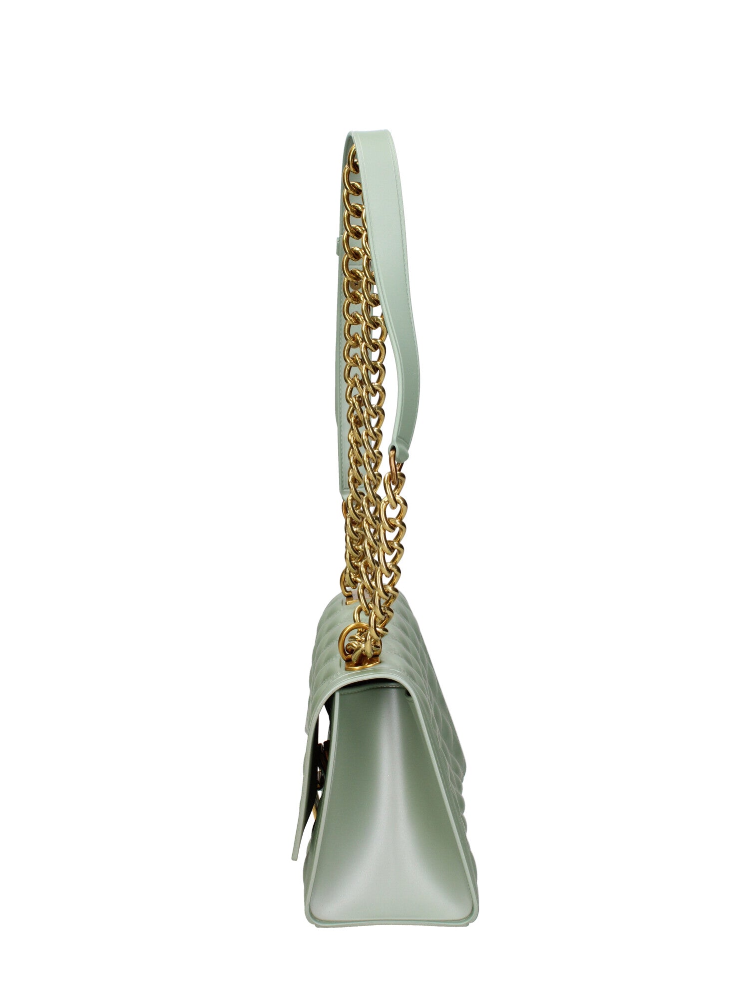 Borsa a mano da donna 100% gomma FLAT RHOMBUS M 24-OLIVE-LIGHT GOLD Marc Ellis