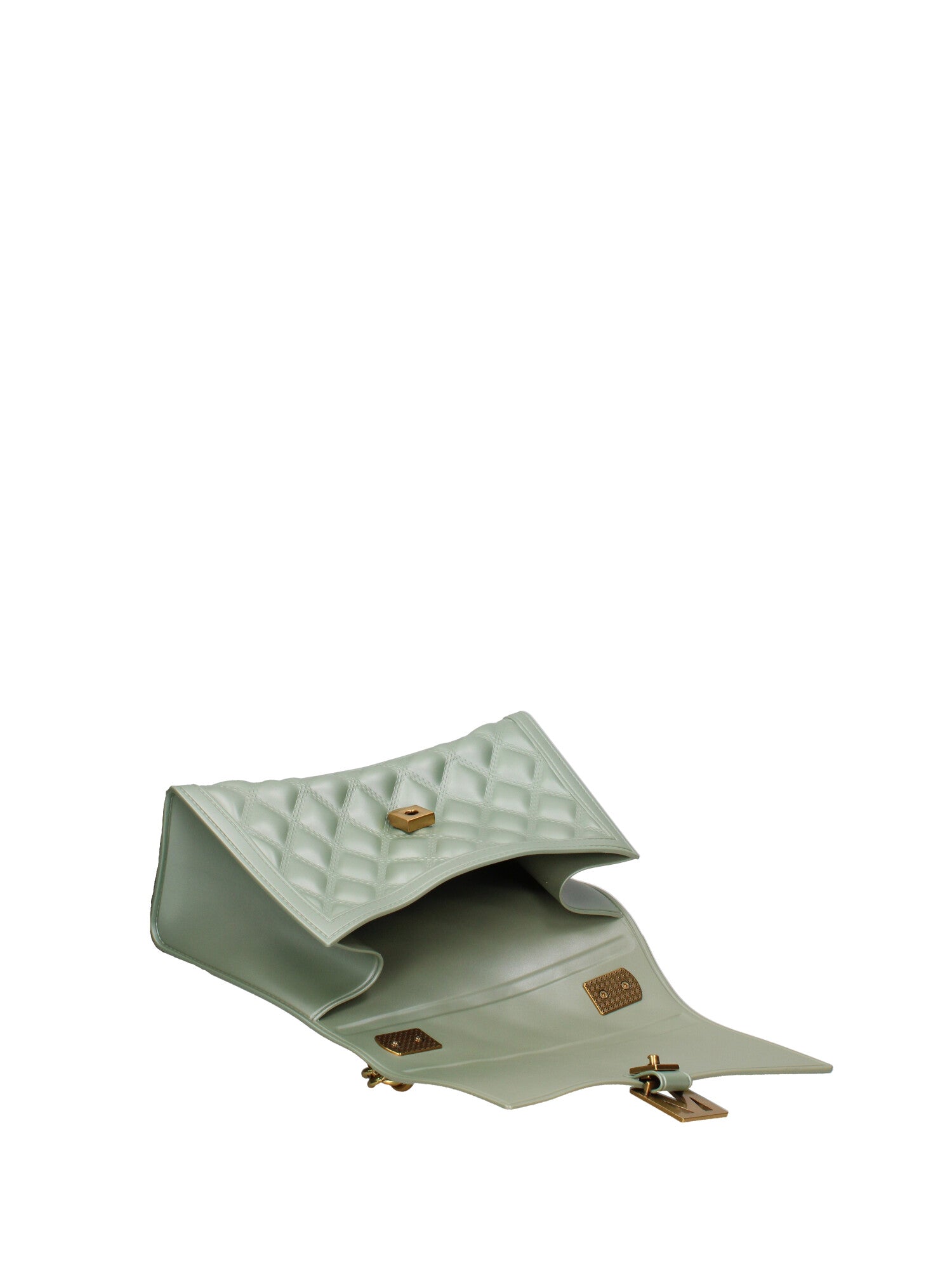 Borsa a mano da donna 100% gomma FLAT RHOMBUS M 24-OLIVE-LIGHT GOLD Marc Ellis