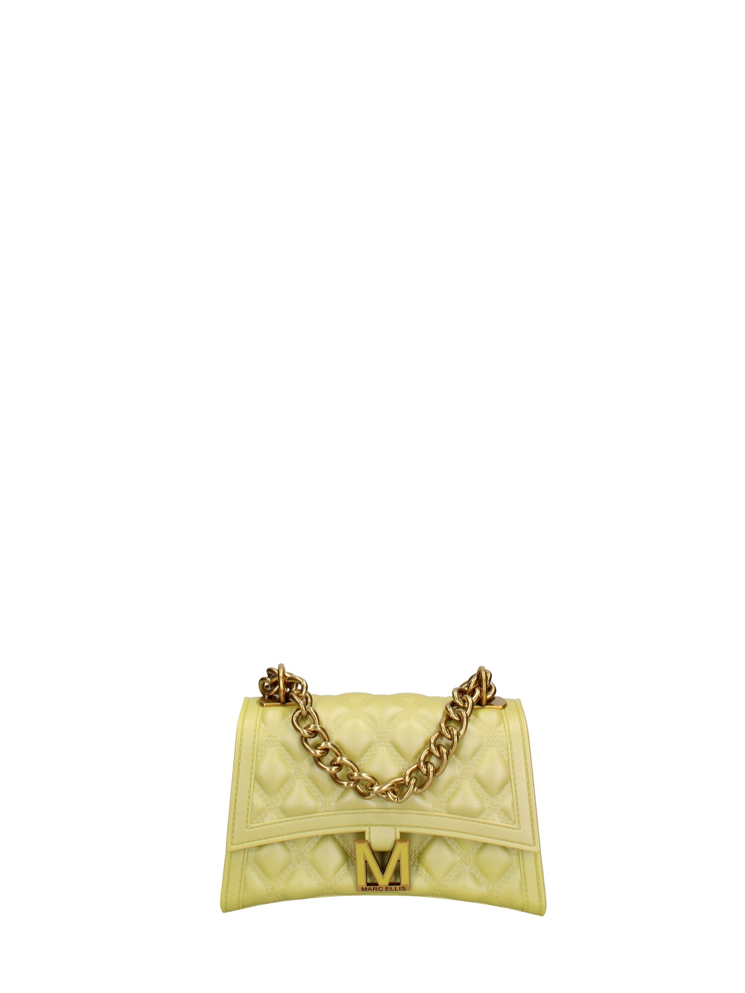 Borsa a mano donna 100% gomma FLAT RHOMBUS S 24-PYRATE GREEN-LIGHT OTTONE Marc Ellis