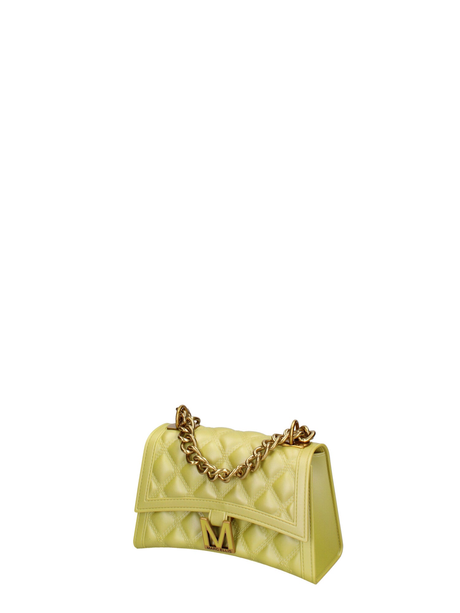 Borsa a mano donna 100% gomma FLAT RHOMBUS S 24-PYRATE GREEN-LIGHT OTTONE Marc Ellis