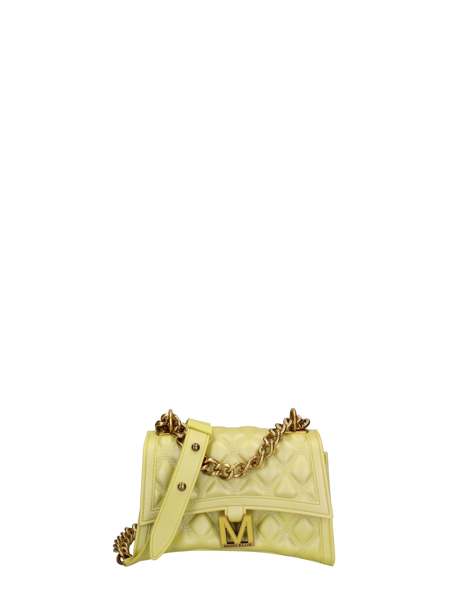 Borsa a mano donna 100% gomma FLAT RHOMBUS S 24-PYRATE GREEN-LIGHT OTTONE Marc Ellis