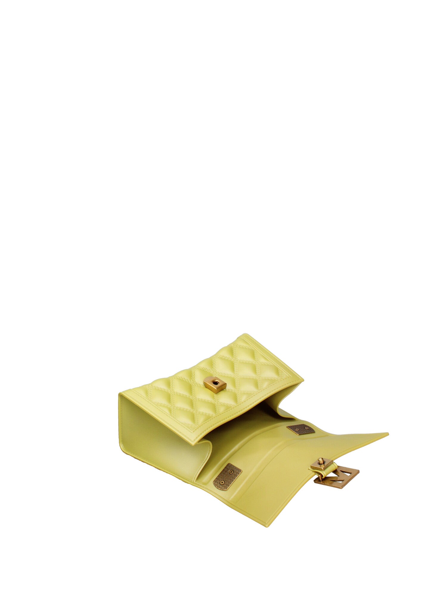 Borsa a mano donna 100% gomma FLAT RHOMBUS S 24-PYRATE GREEN-LIGHT OTTONE Marc Ellis