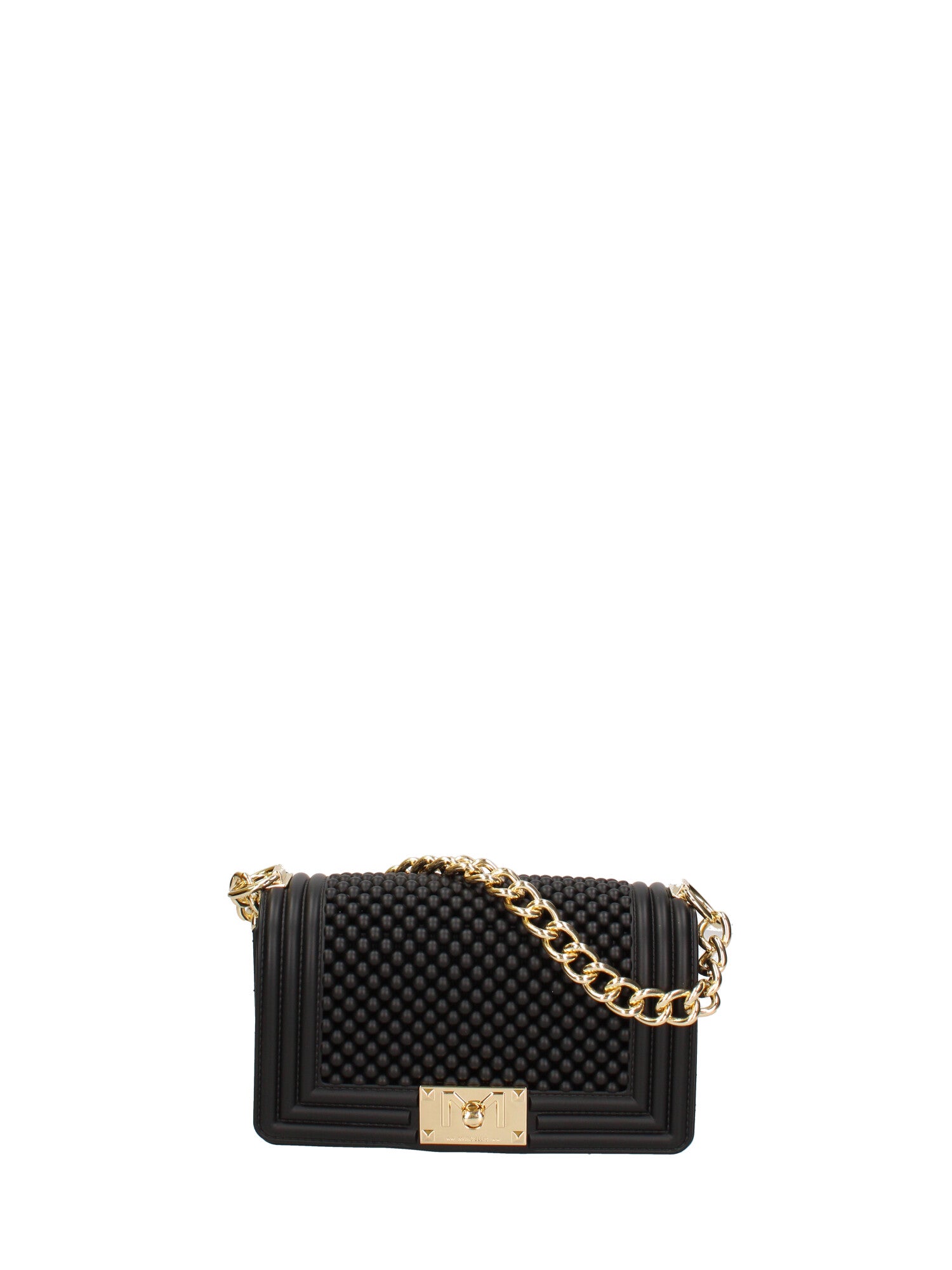 Borsa a mano da donna 100% gomma FLAT S BALL 24-BLACK-GOLD Marc Ellis