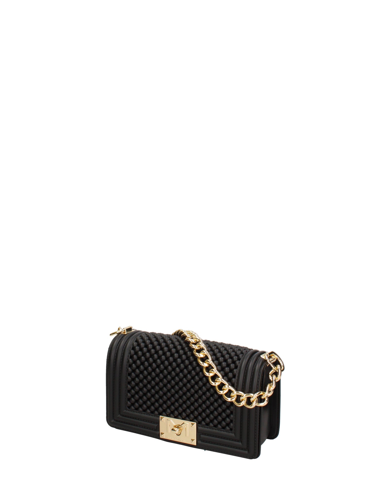 Borsa a mano da donna 100% gomma FLAT S BALL 24-BLACK-GOLD Marc Ellis