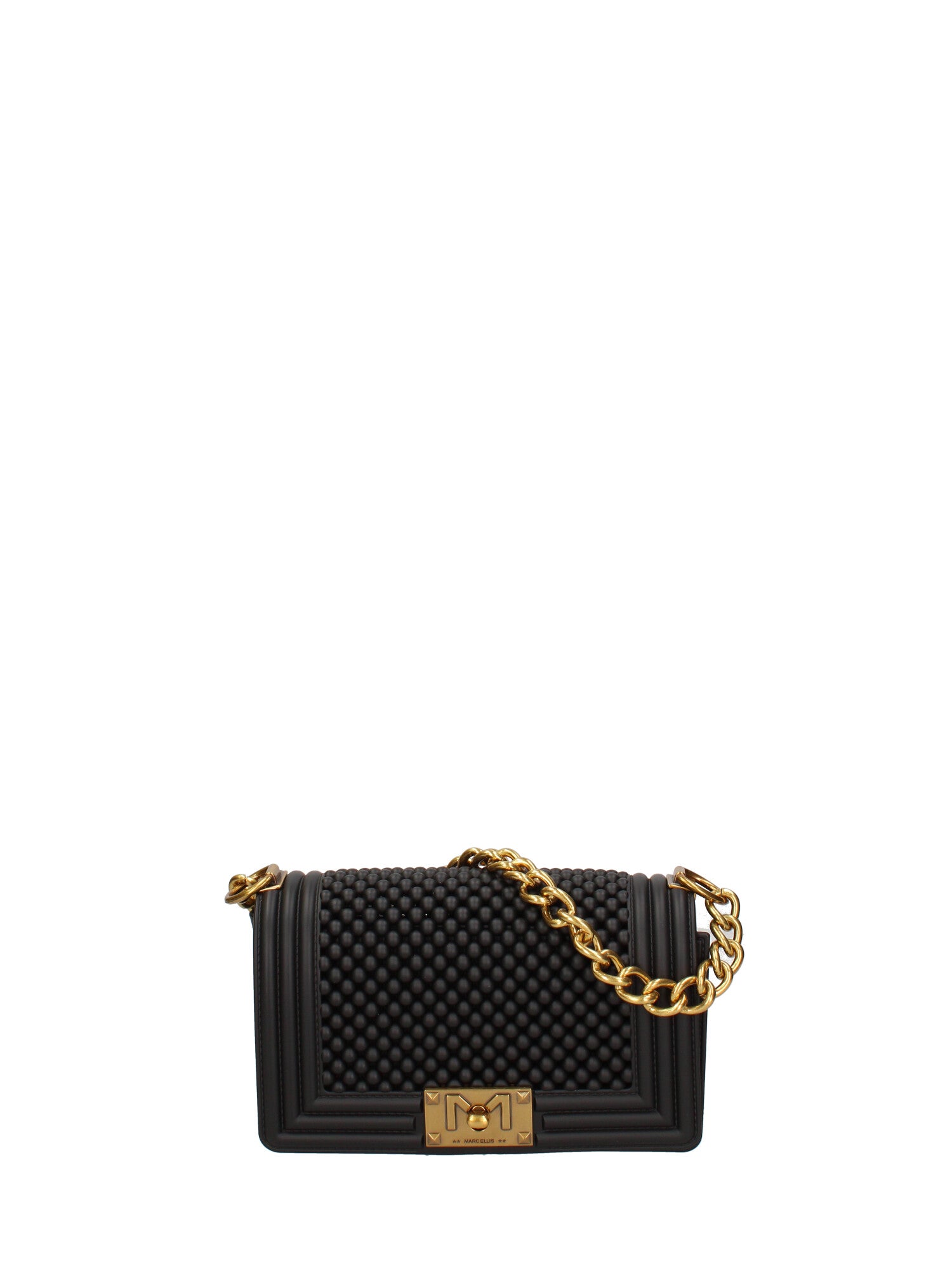 Borsa a mano da donna 100% gomma FLAT S BALL 24-BLACK-LIGHT OTTONE Marc Ellis