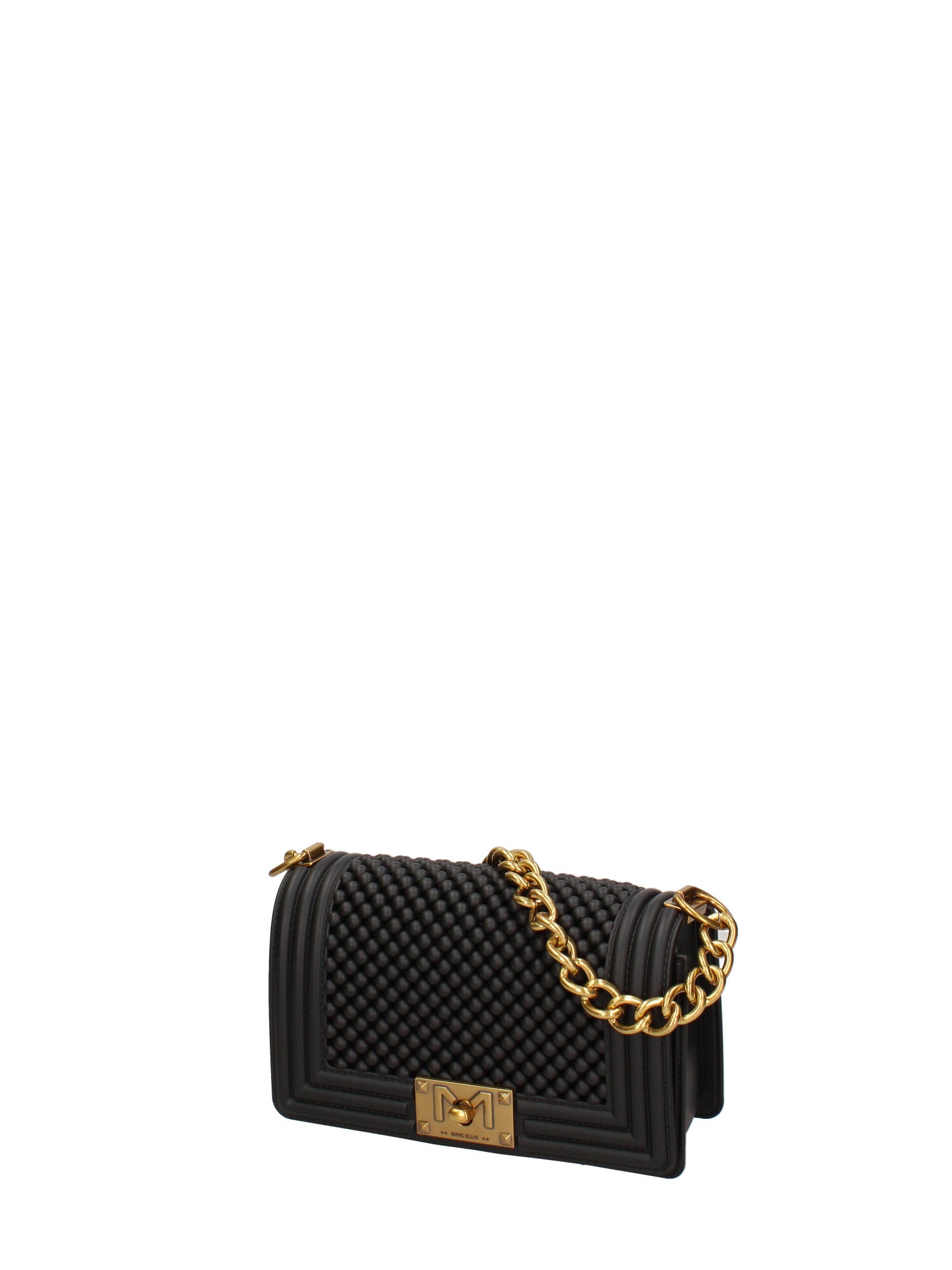 Borsa a mano da donna 100% gomma FLAT S BALL 24-BLACK-LIGHT OTTONE Marc Ellis