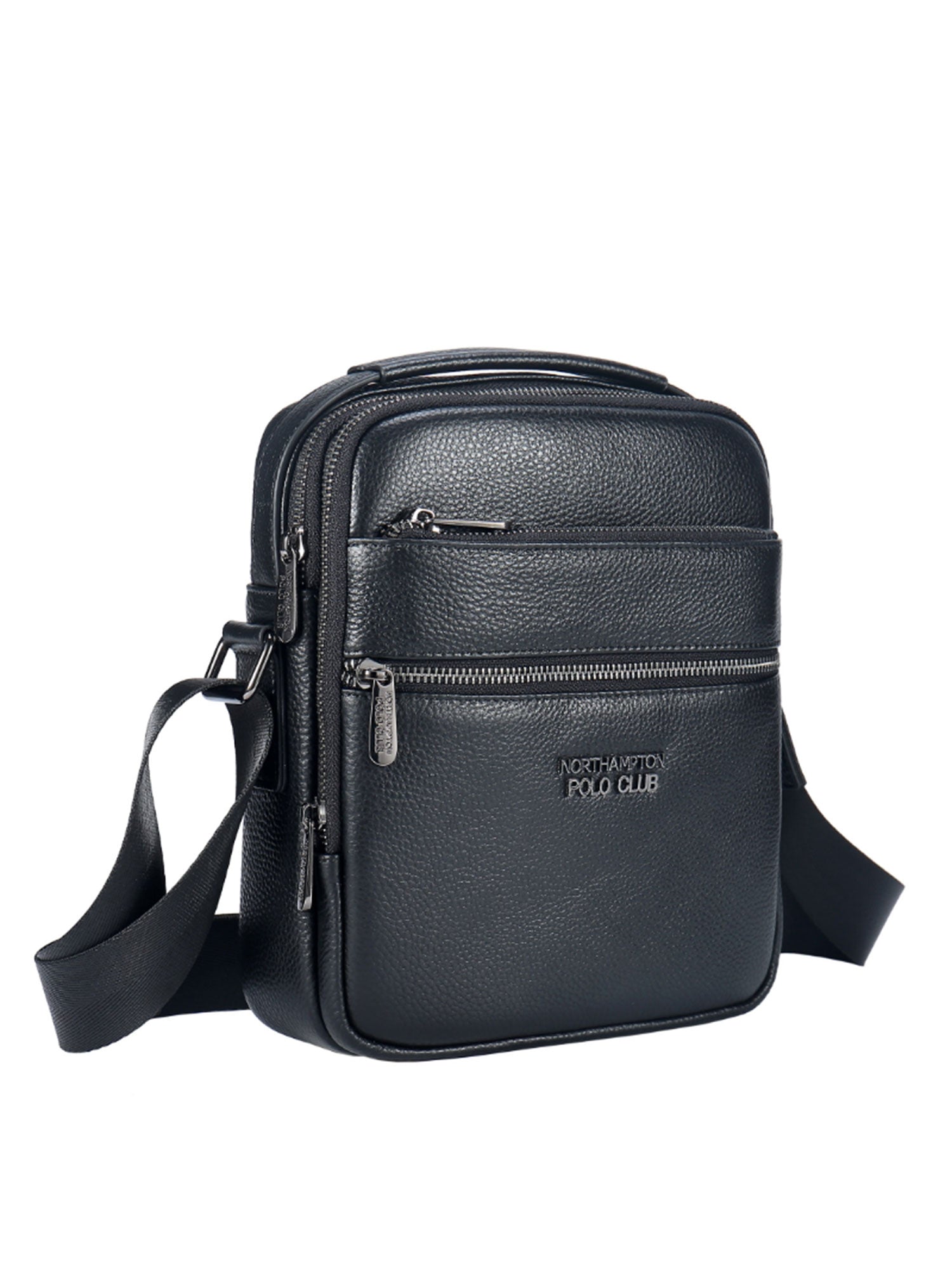 Borsa a tracolla uomo vera pelle Casual PC3348-BLACK Northampton Polo Club