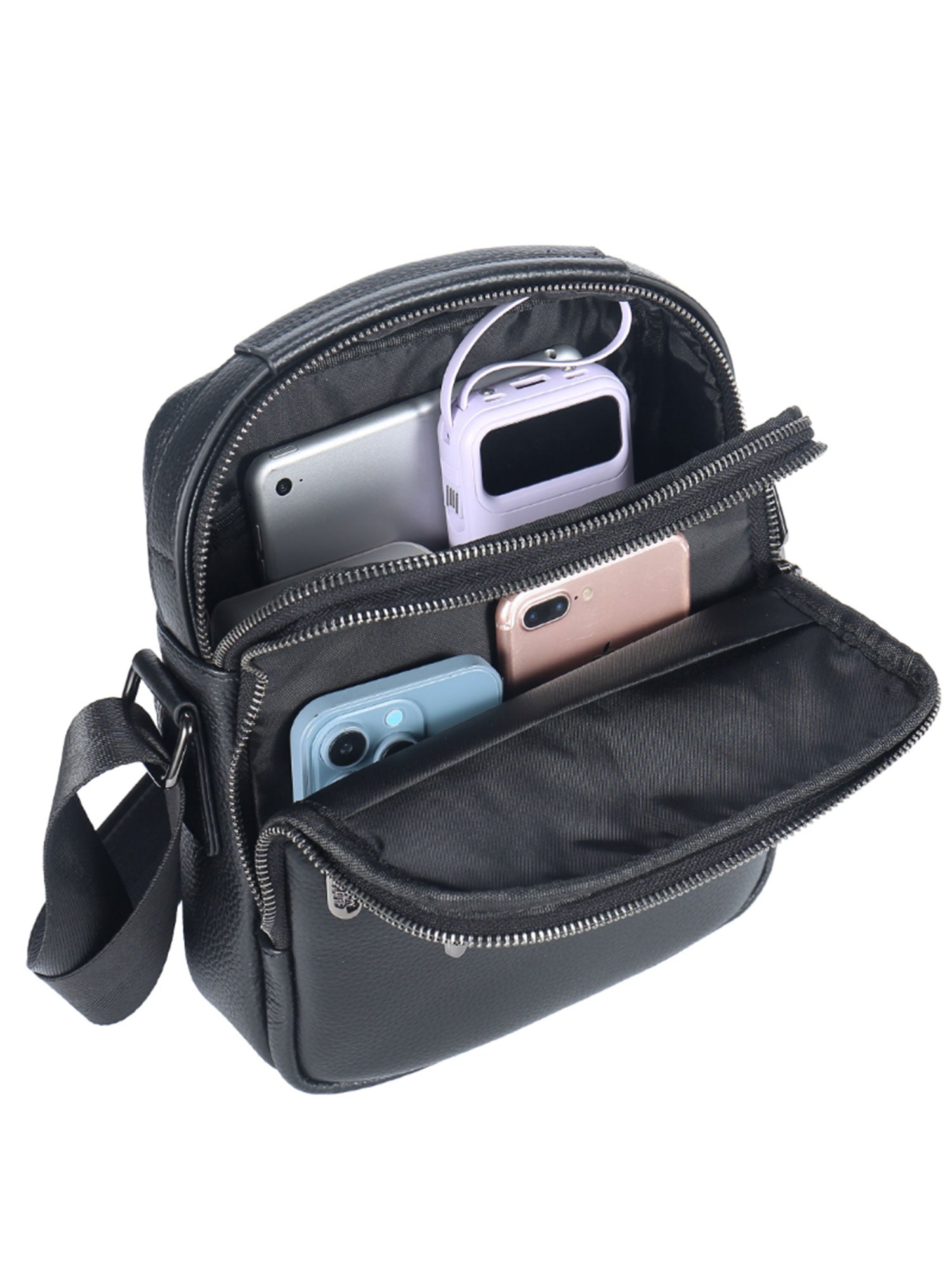 Borsa a tracolla uomo vera pelle Casual PC3348-BLACK Northampton Polo Club