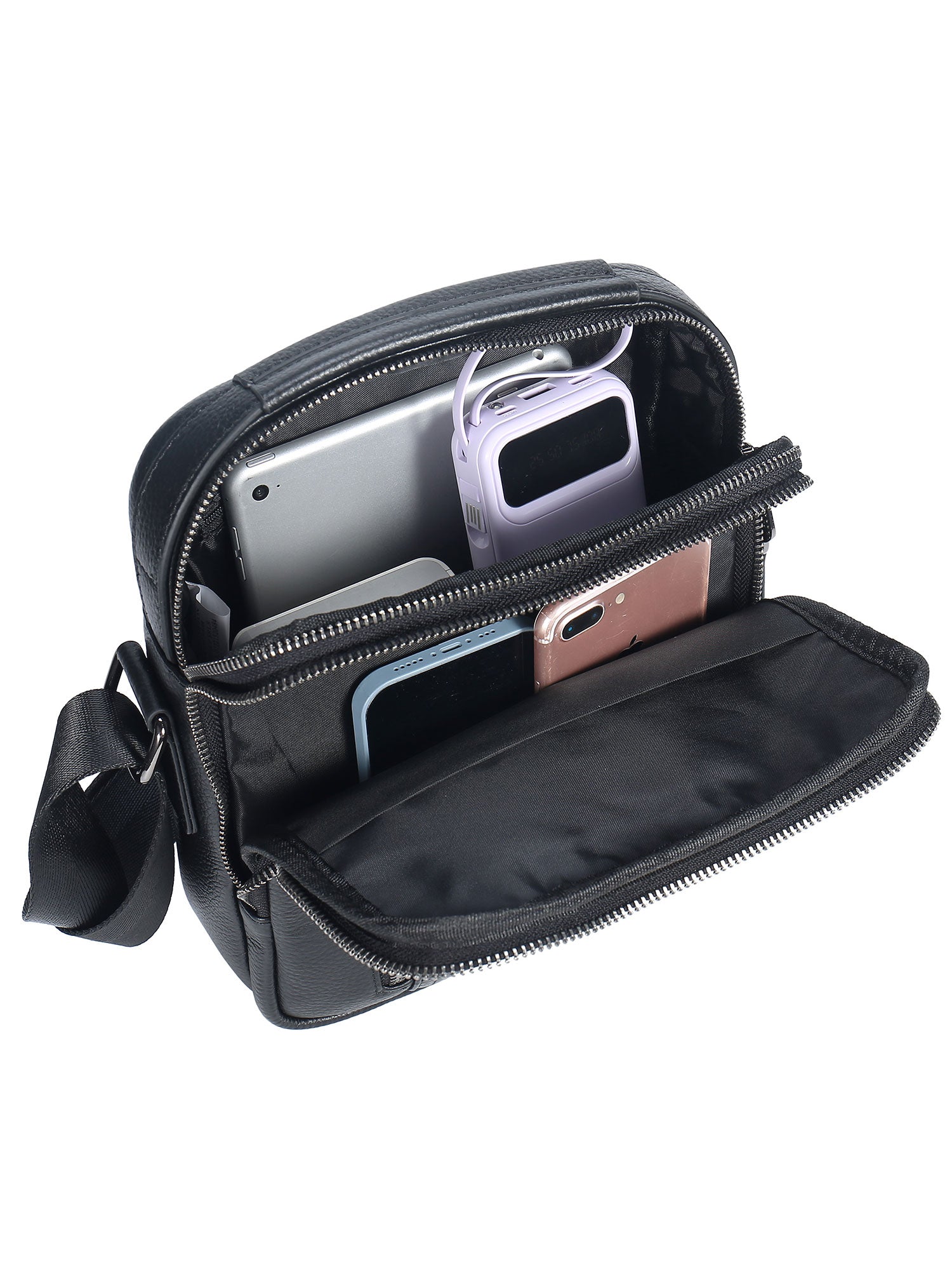 Borsa a tracolla uomo vera pelle Casual PC3349-BLACK Northampton Polo Club