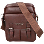 Borsa a tracolla uomo 100% PU Leather PCL3080-BROWN Northampton Polo Club