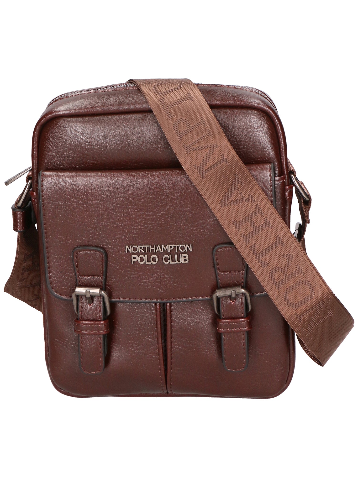 Borsa a tracolla uomo 100% PU Leather PCL3080-BROWN Northampton Polo Club