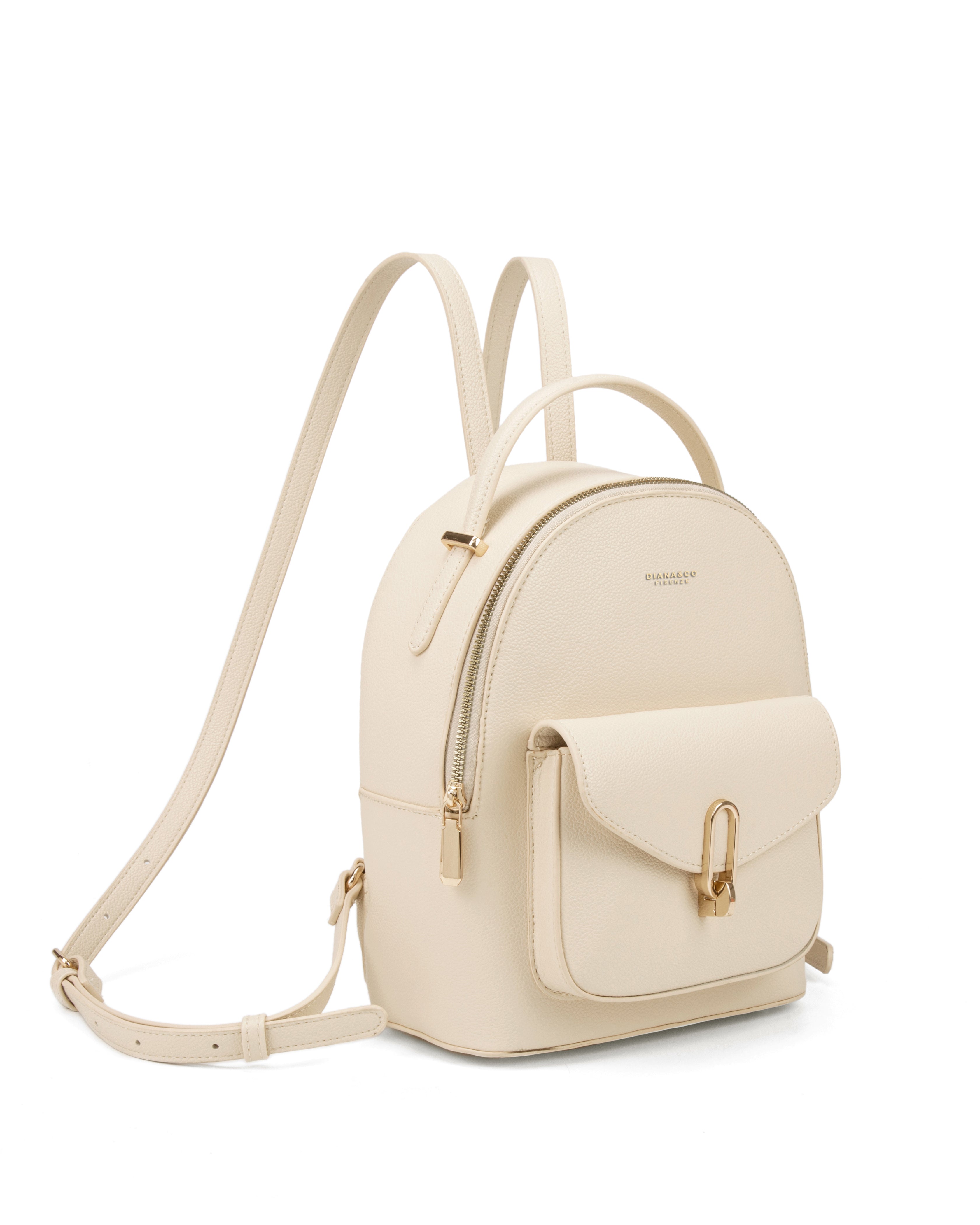 Zaino da donna in pelle vegana Casual 712-3PT-BEIGE Diana&co