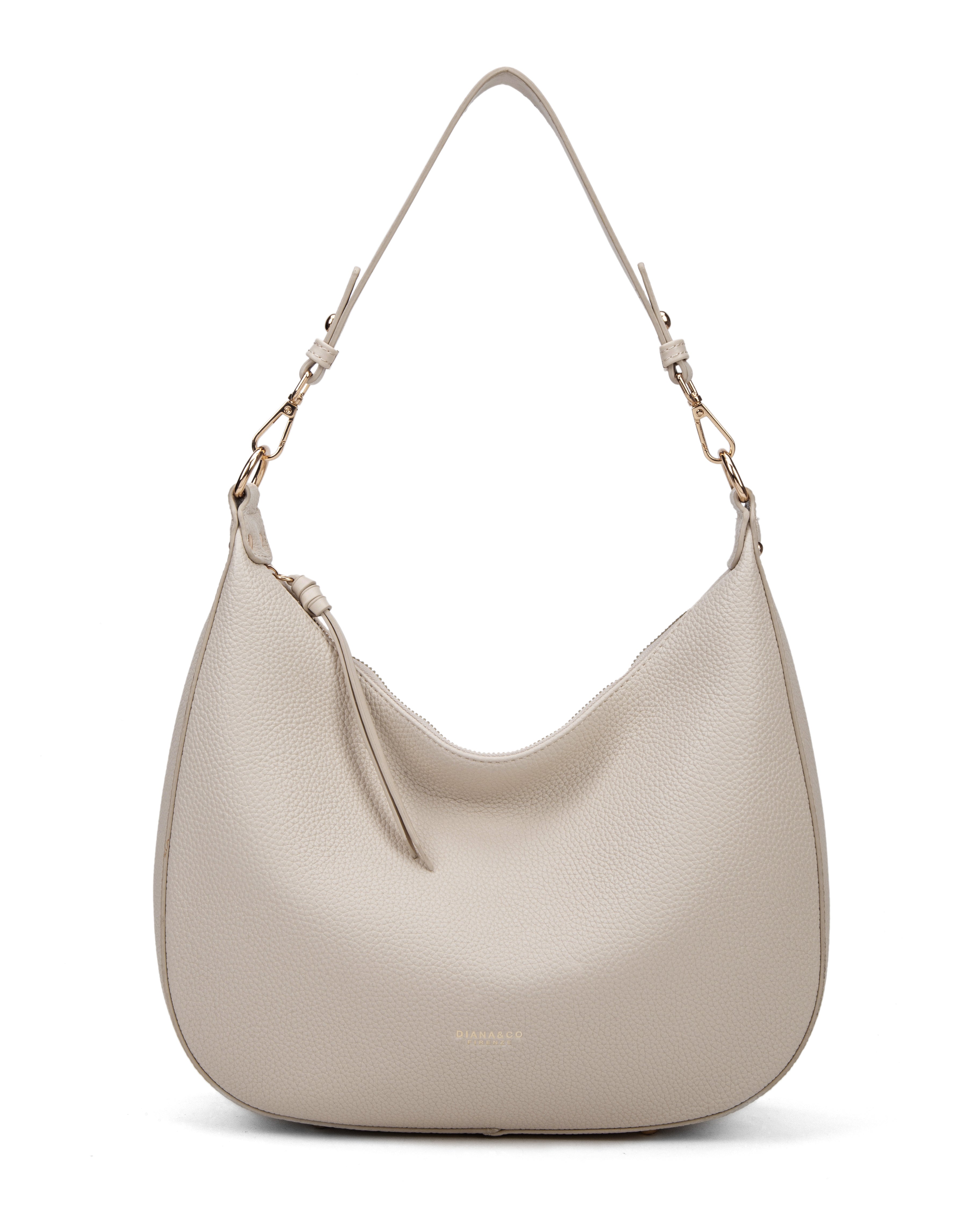 Borsa a spalla da donna 100% pelle vegana PU 715-1PT-BEIGE Diana&co