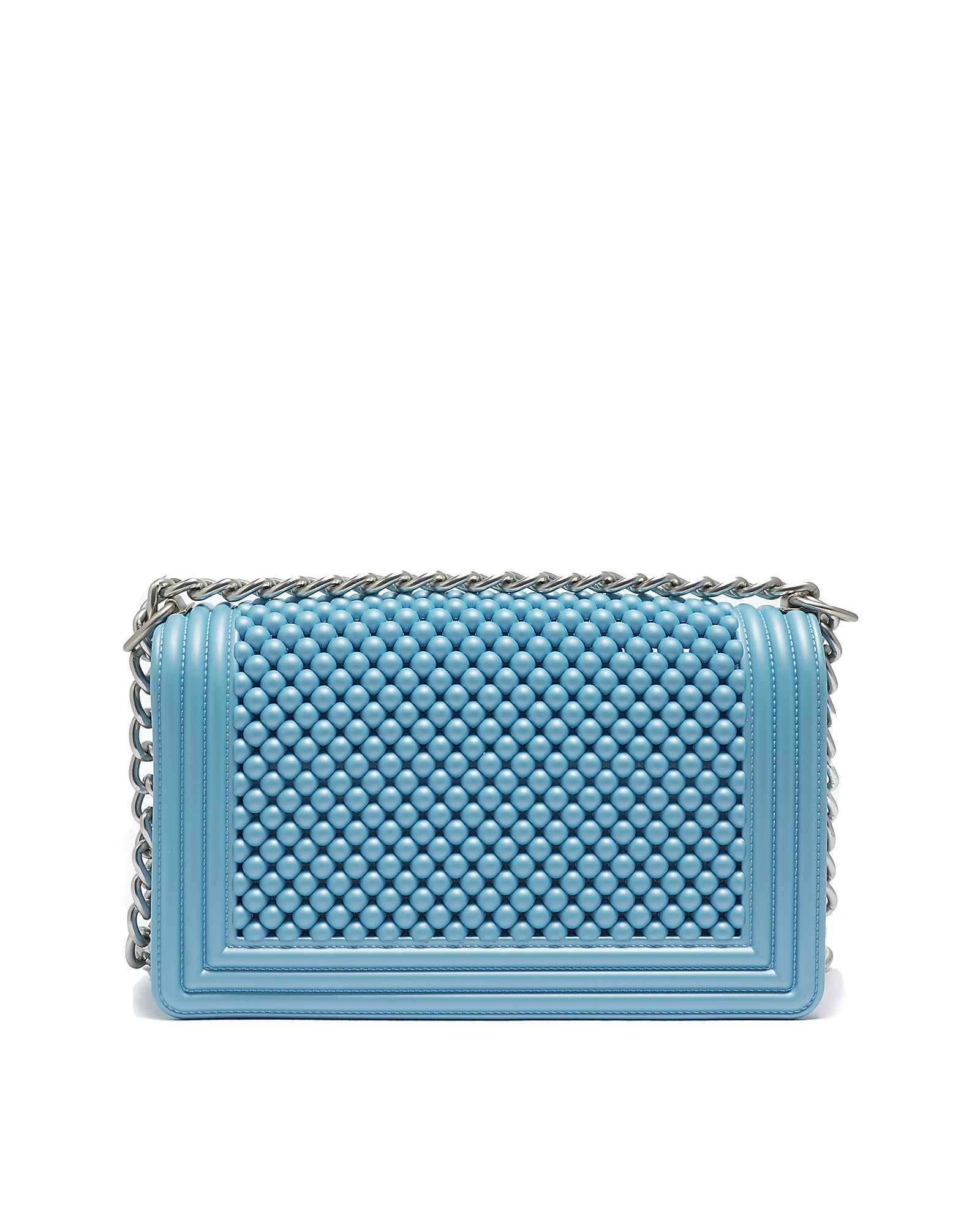 Borsa a mano da donna 100% Pvc FLAT M BALL-NORSE BLUE + OFF SILVER Marc Ellis