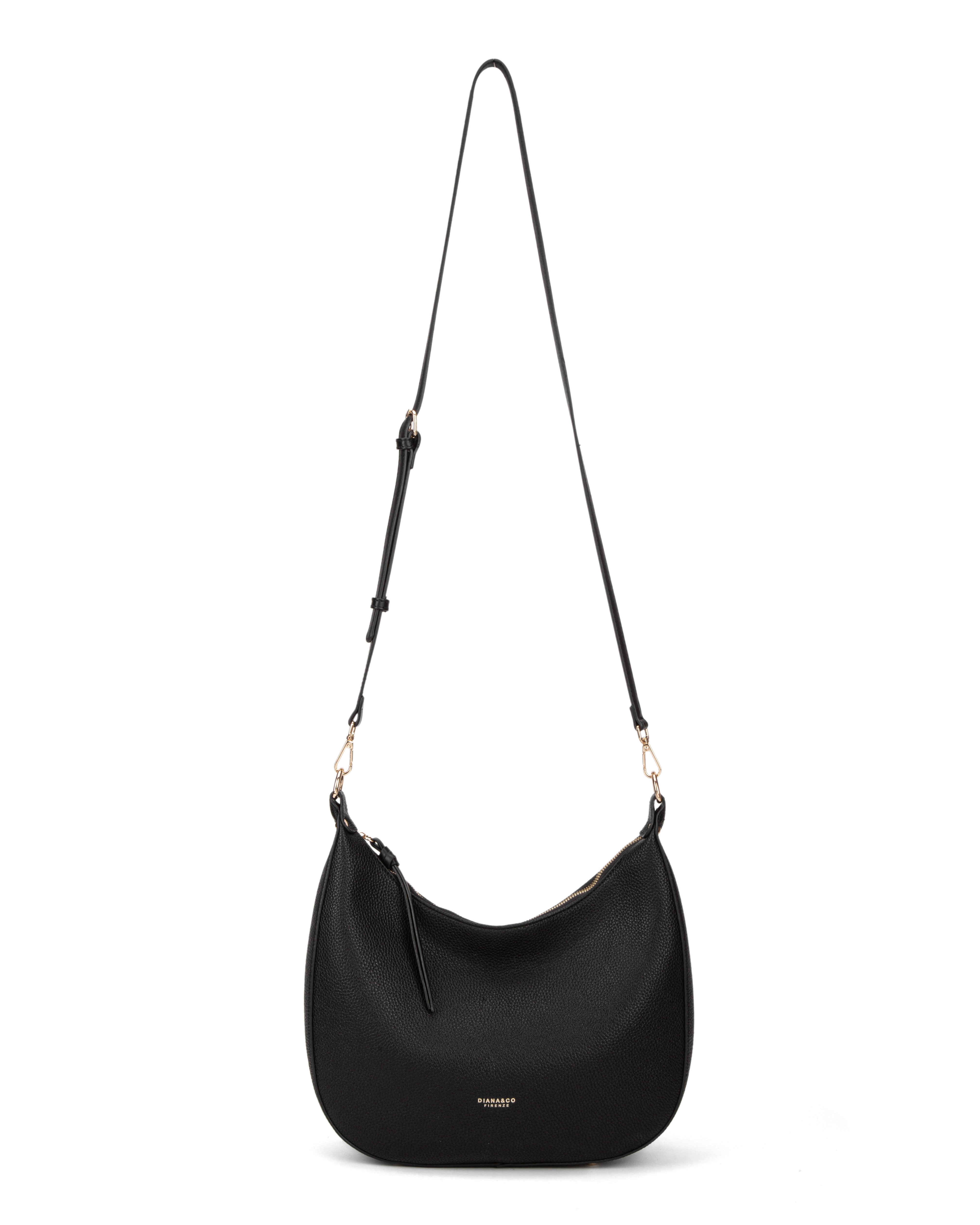 Borsa a spalla da donna 100% pelle vegana PU 715-1PT-BLACK Diana&co