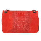 Edvige Borsa a spalla da donna Pelle Croco Stampata 80045-ROSSO RED Gave Lux